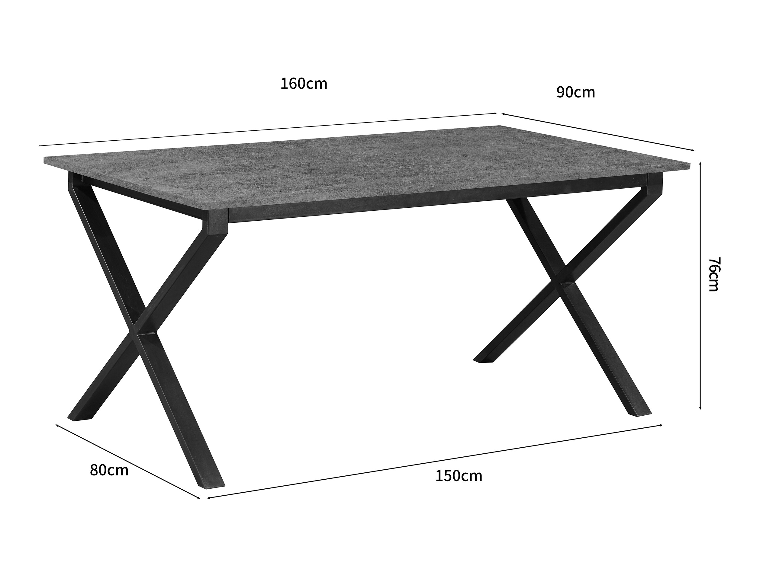 Galds Denton 1555 (Melns + Betons)
