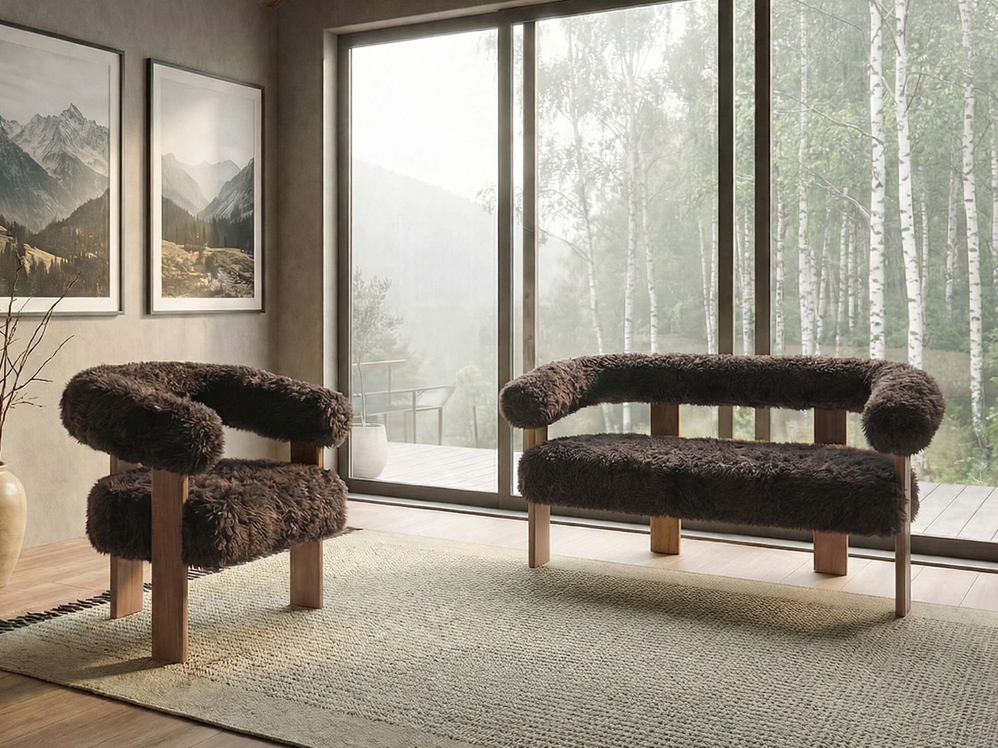 Mīksto mēbeļu komplekts Berwyn 3269 (Tumši brūns + Gaiši brūns)