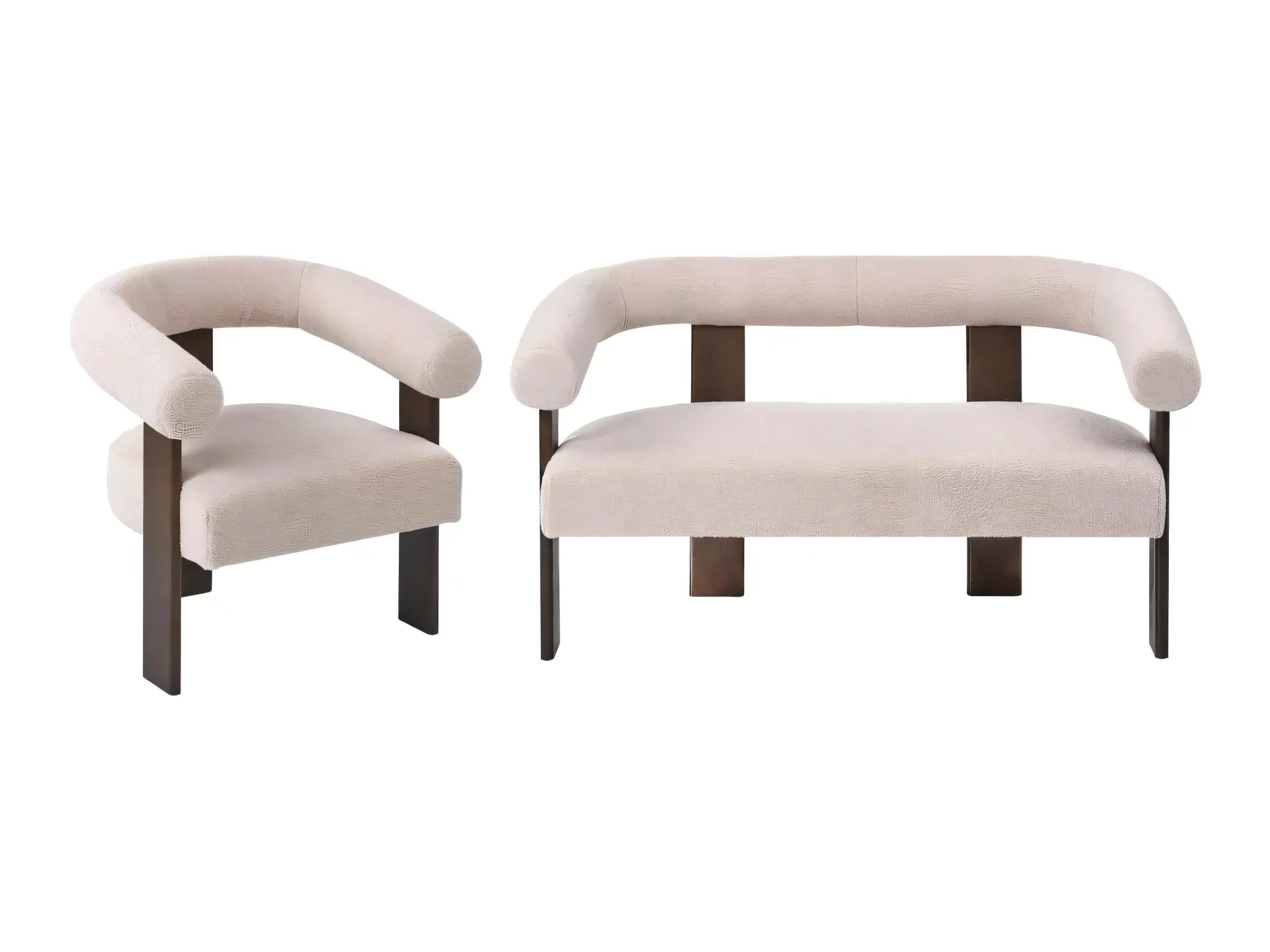 Mīksto mēbeļu komplekts Berwyn 2710 (Bēšs + Tumšs koks)