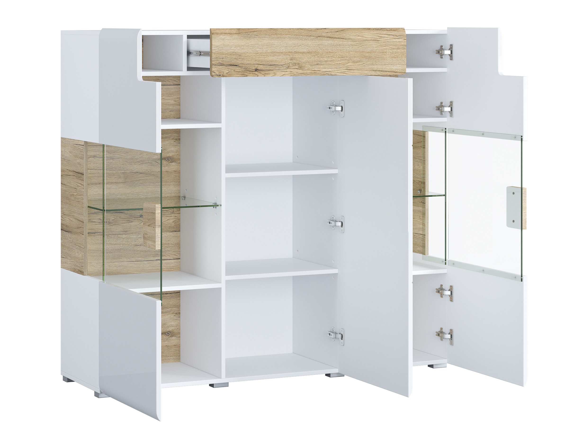 Skapis Torsone 100 (Balts + Glancēts balts + Sanremo ozols)