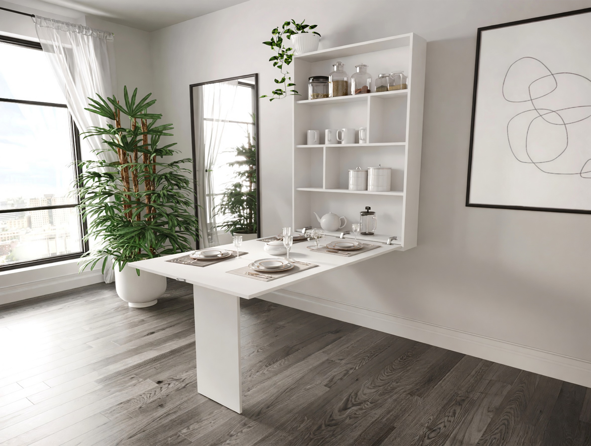 Salokāms galds Pinis III (Balts)