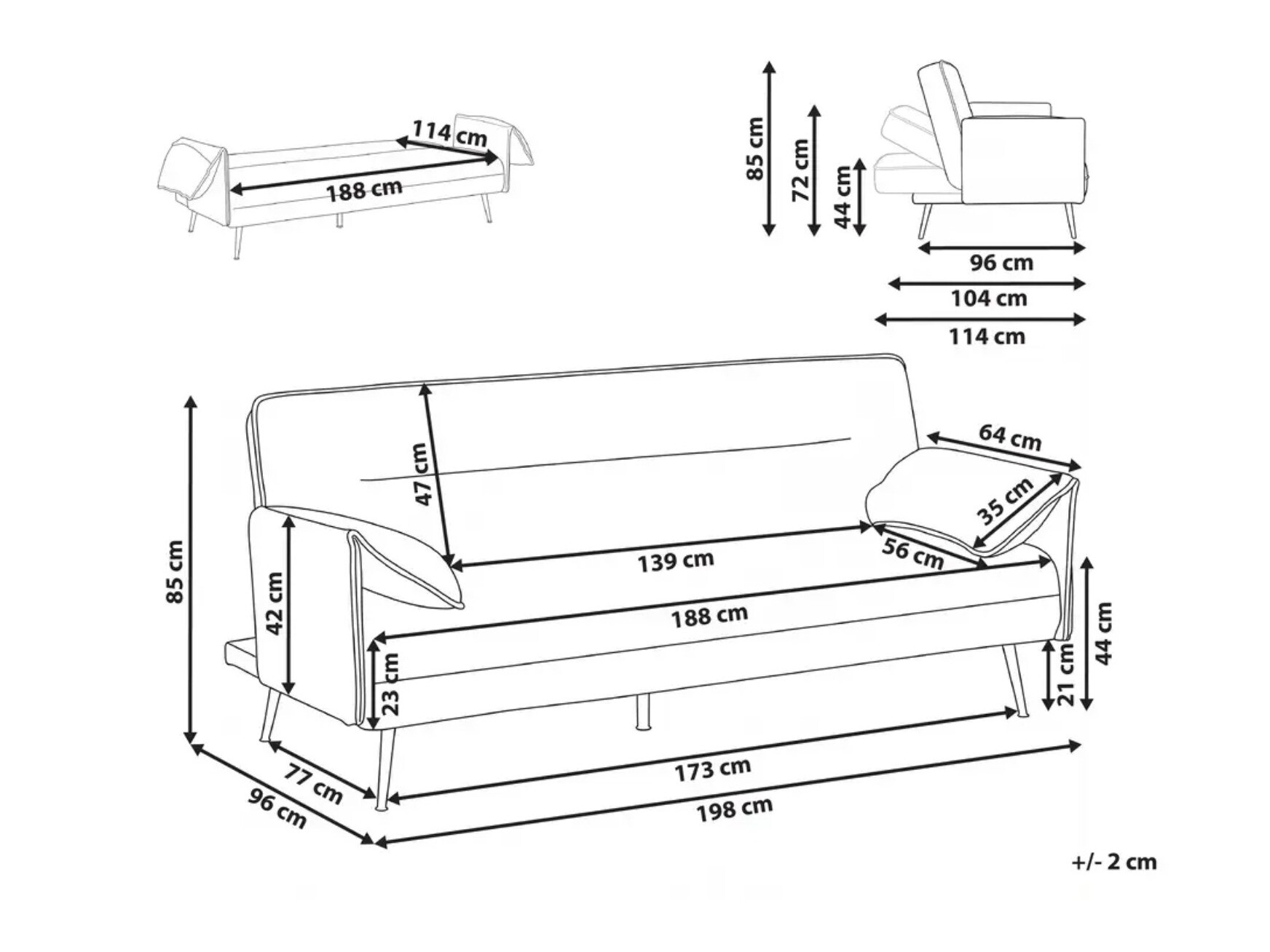 Dīvāns gulta Berwyn 3284 (Gaiši brūns)