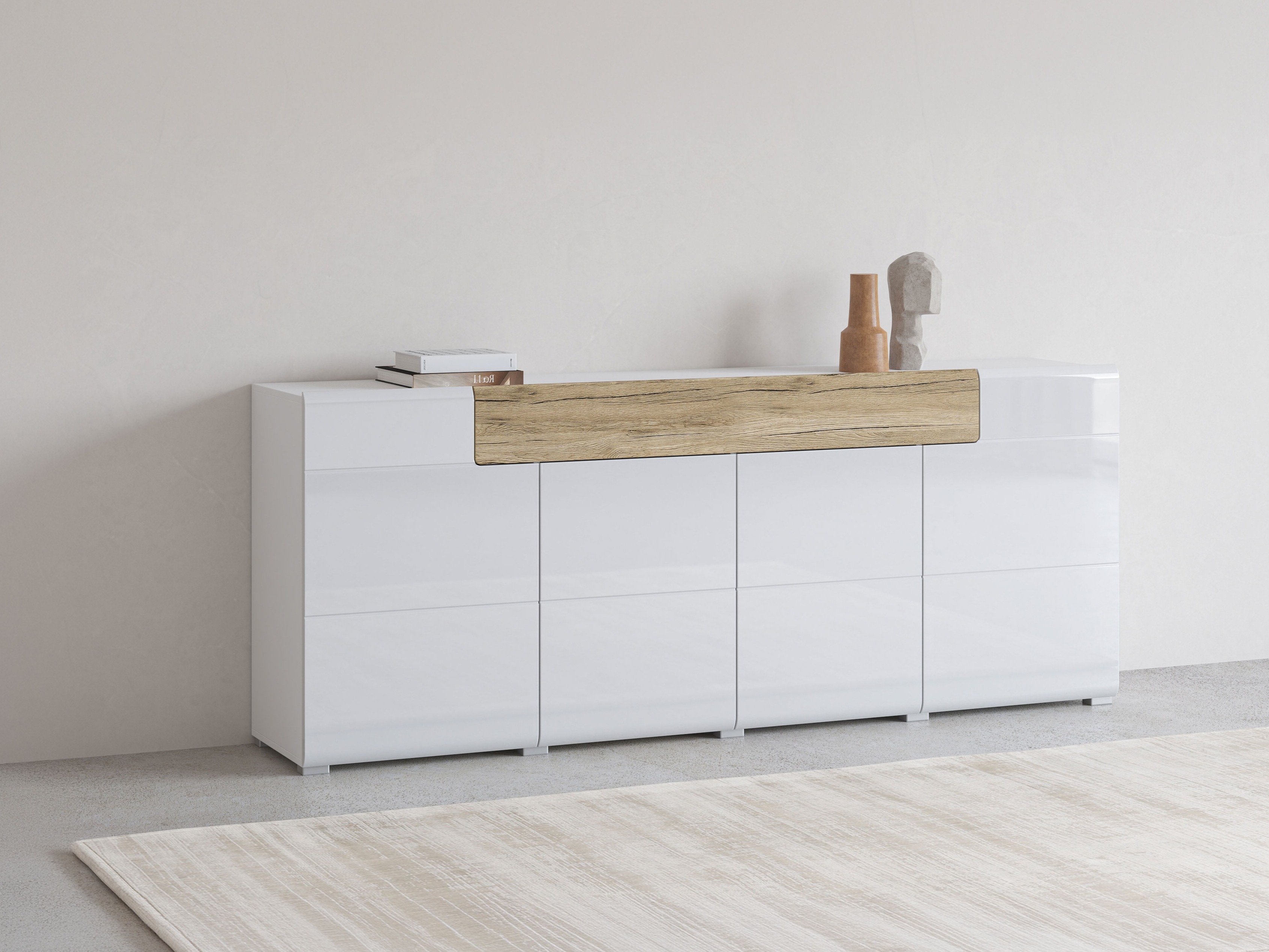 Kumode Torsone 102 (Balts + Glancēts balts + Sanremo ozols)