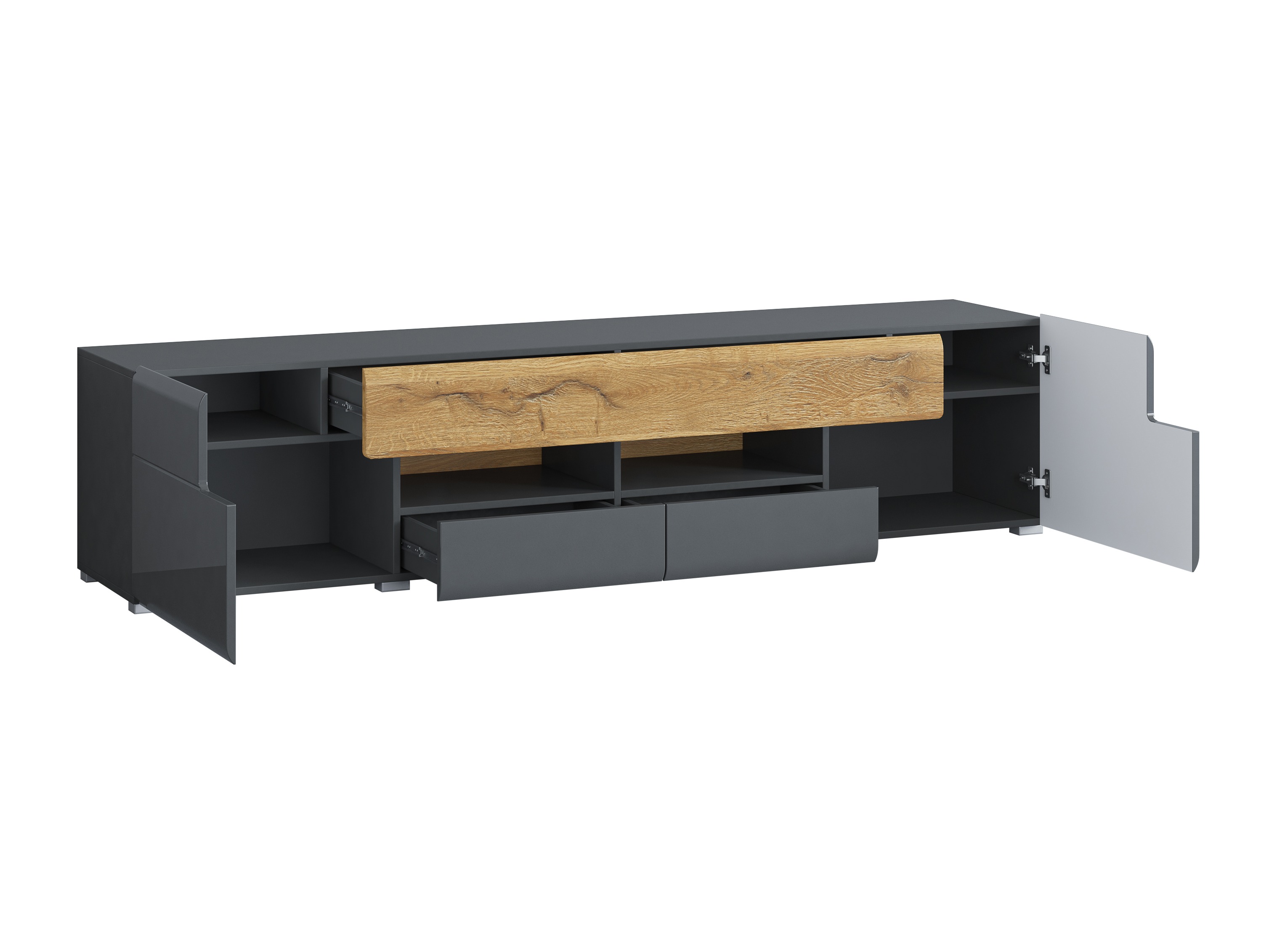 TV galds Torsone 113 (Antracīts + Gloss antracīts + Grandson ozols)