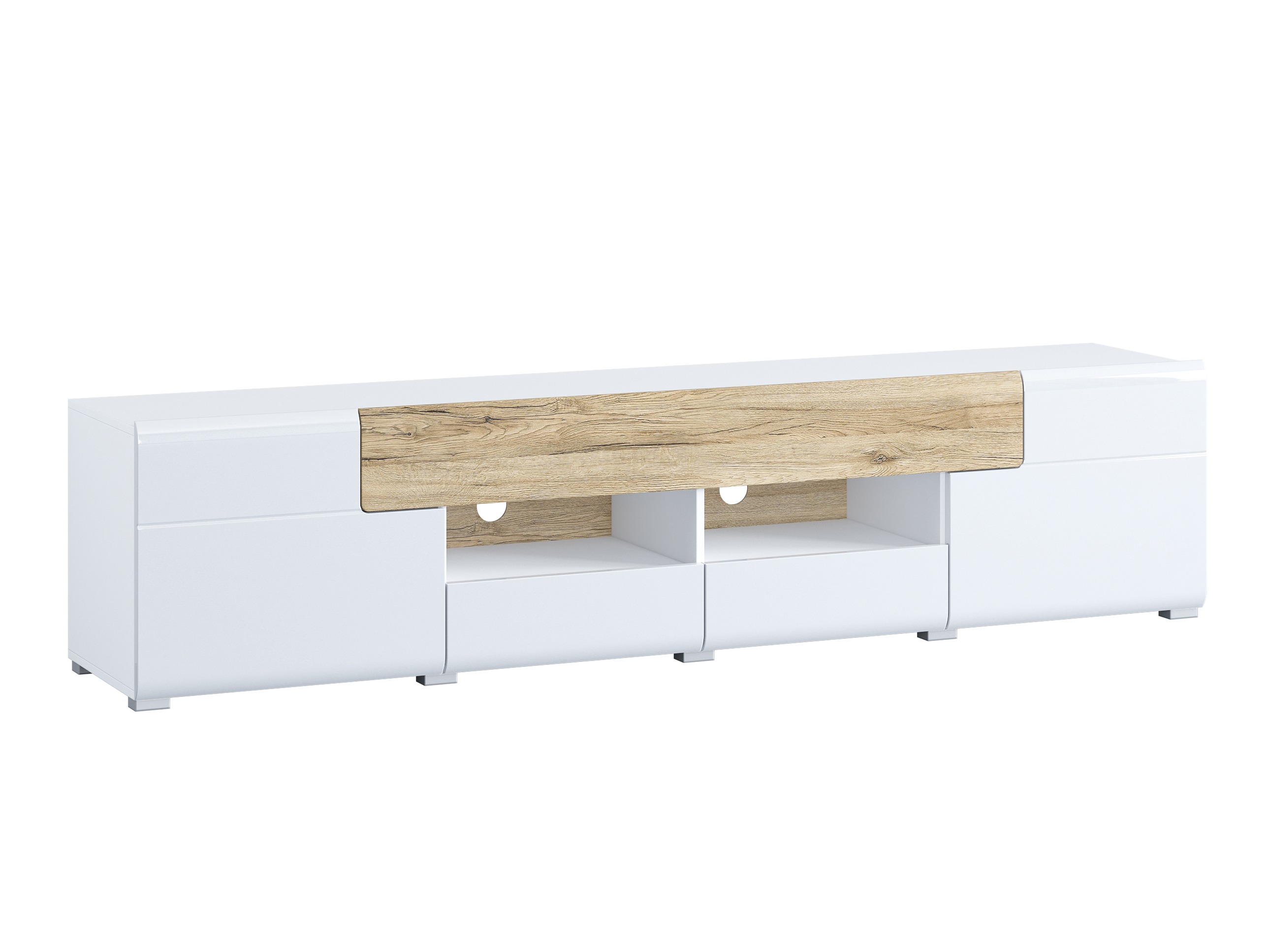 TV galds Torsone 113 (Balts + Glancēts balts + Sanremo ozols)