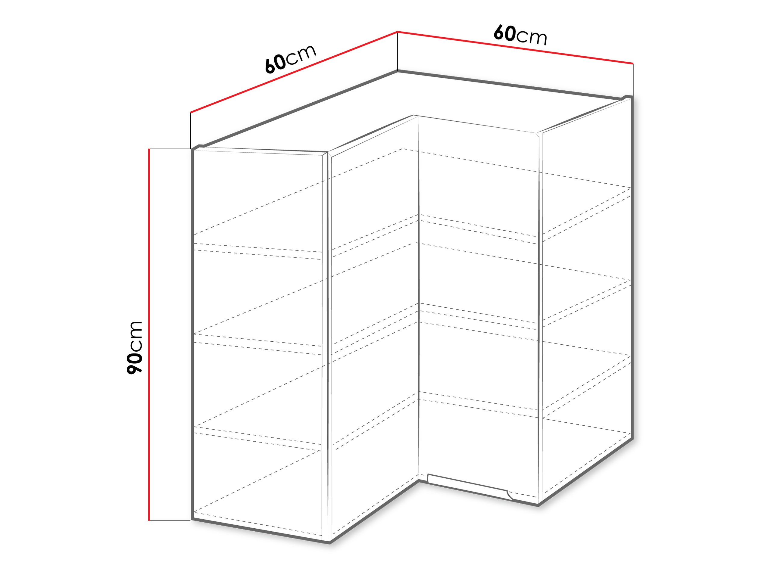 Moduļu piekarams stūra skapis Sole 145