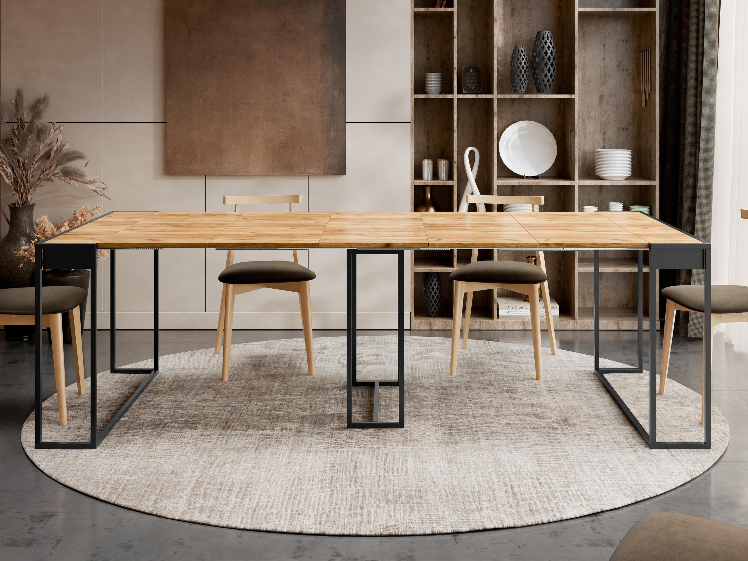 Salokāms galds Oswego 180 (Melns + Craft ozols)