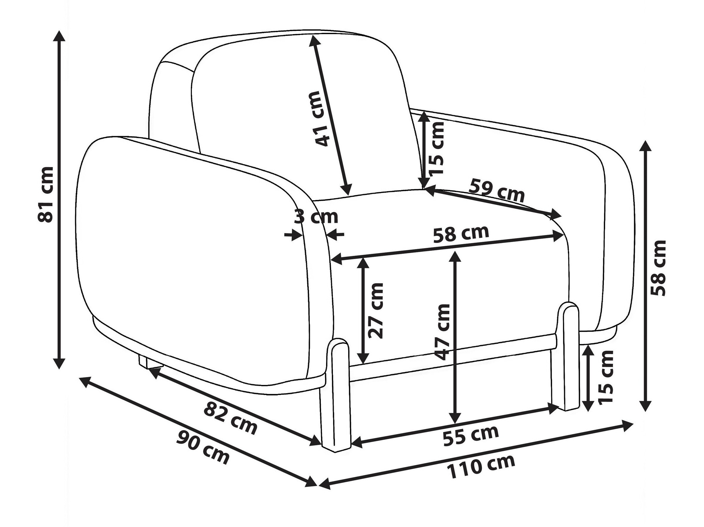Atpūtas krēsls Berwyn 3305 (Balts)