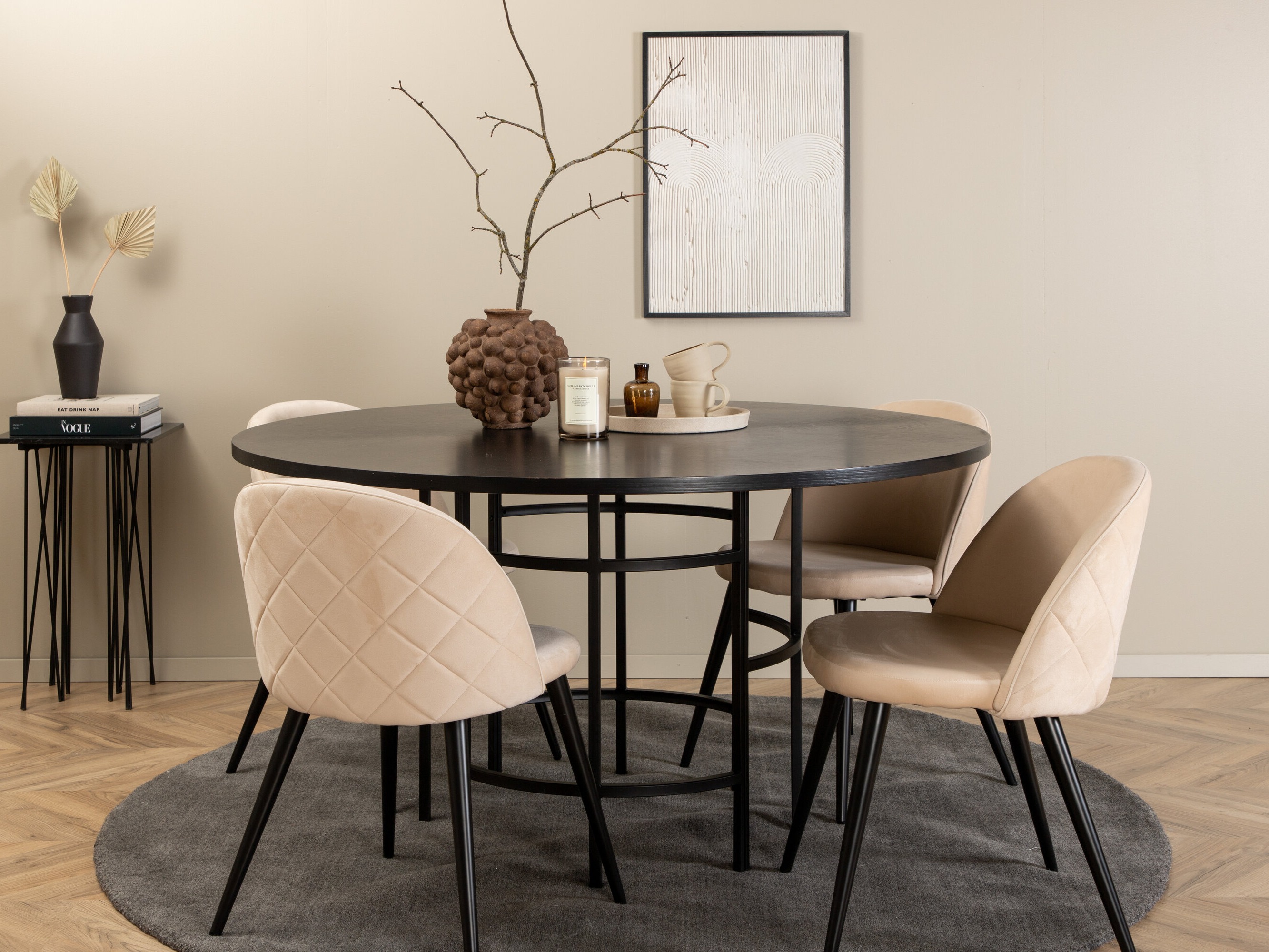 Ēdamistabas komplekts Dallas 2386 (Melns + Krēms)