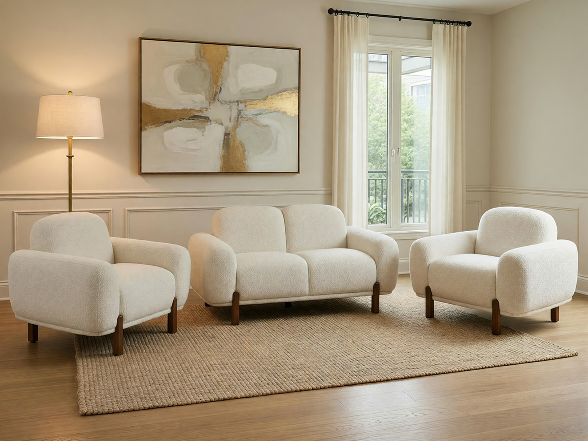 Mīksto mēbeļu komplekts Berwyn 3307 (Balts)