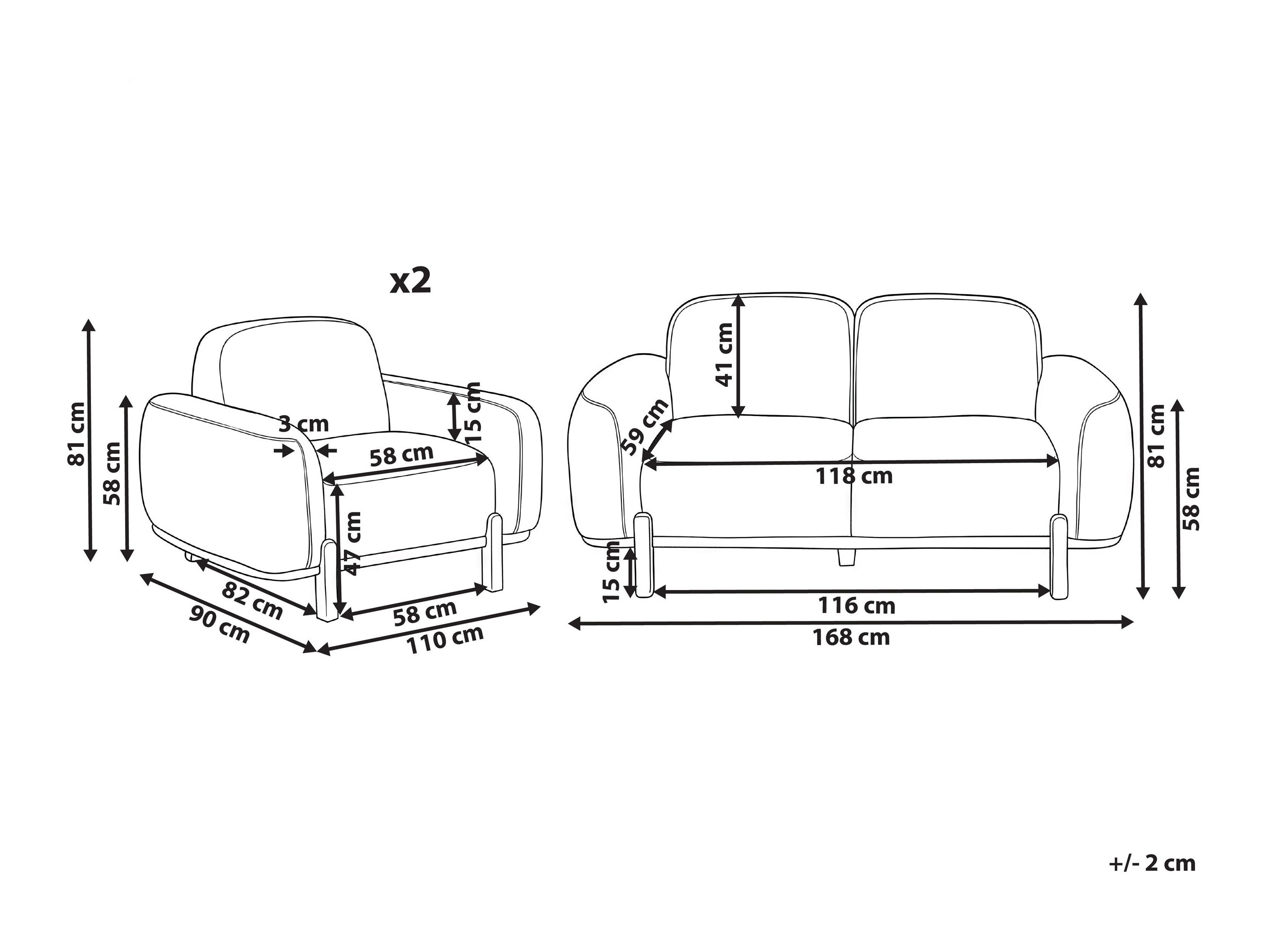 Mīksto mēbeļu komplekts Berwyn 3307 (Balts)
