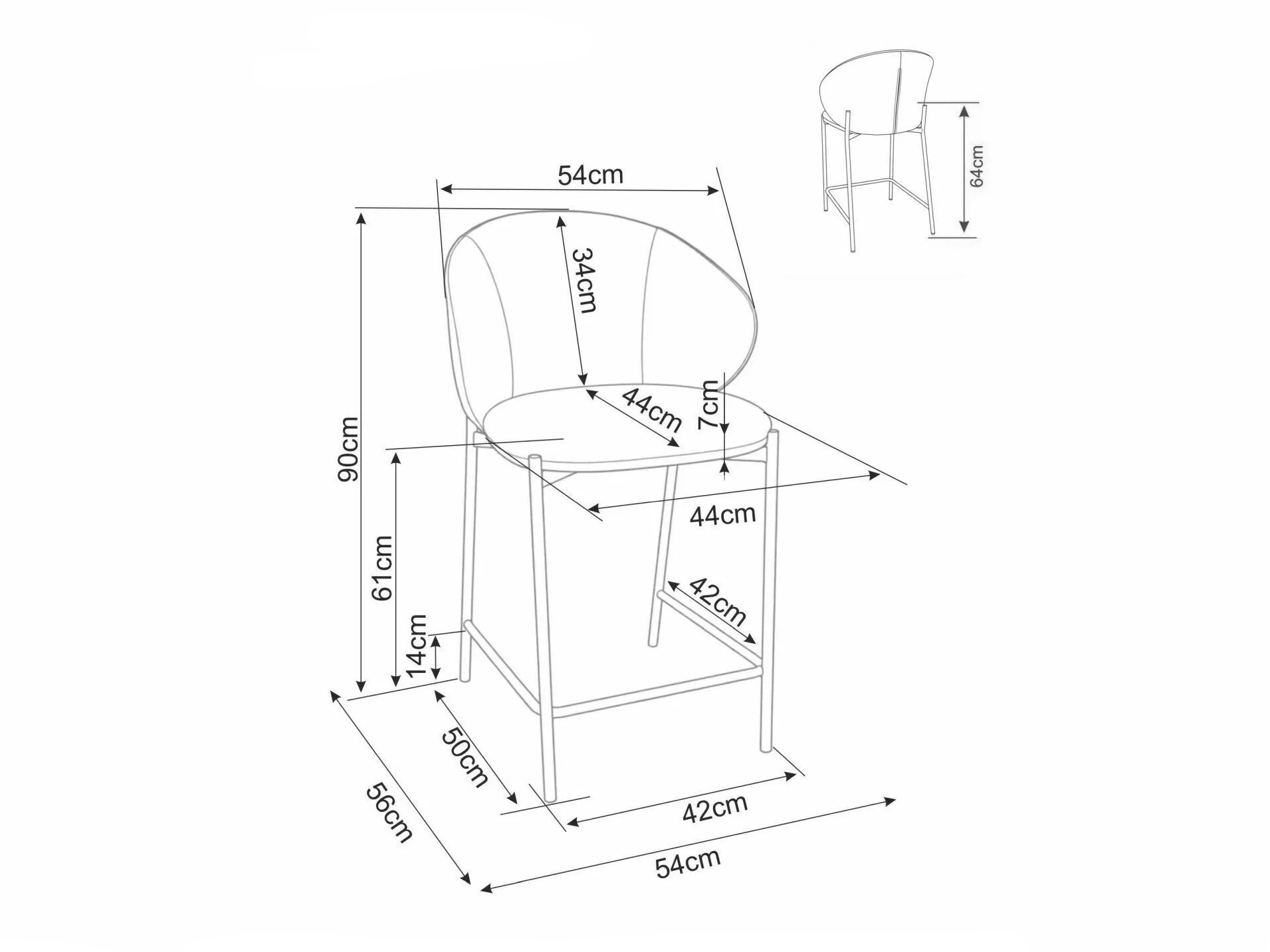 Zemais bāra krēsls Detroit 947 (Pelēks + Melns)