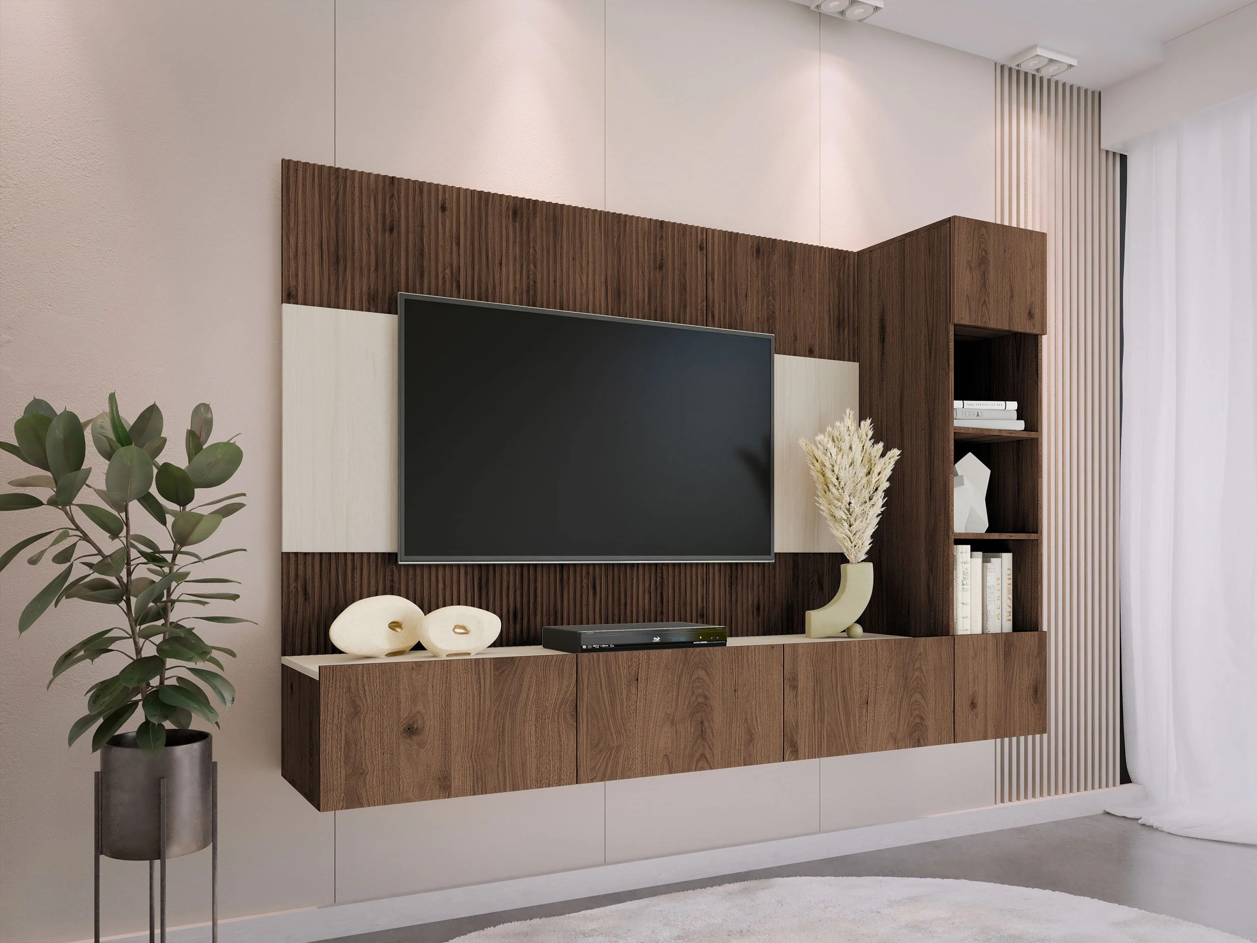 Viesistabas komplekts Comfivo Salix II (Riekstkoks + Gaišs traverine)