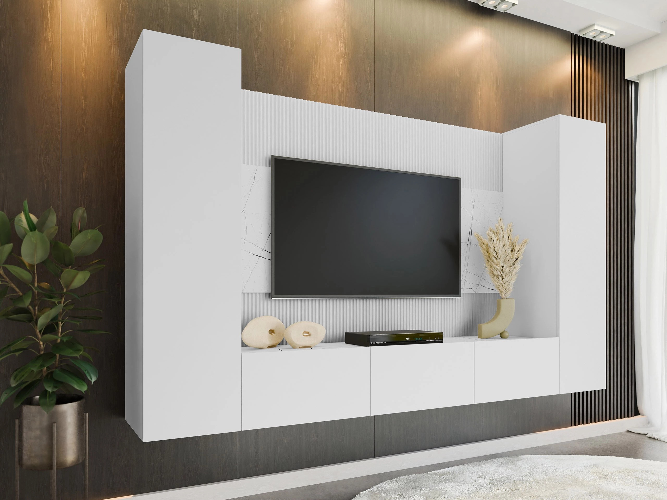 Viesistabas komplekts Comfivo Salix V (Balts + Balts marmors)
