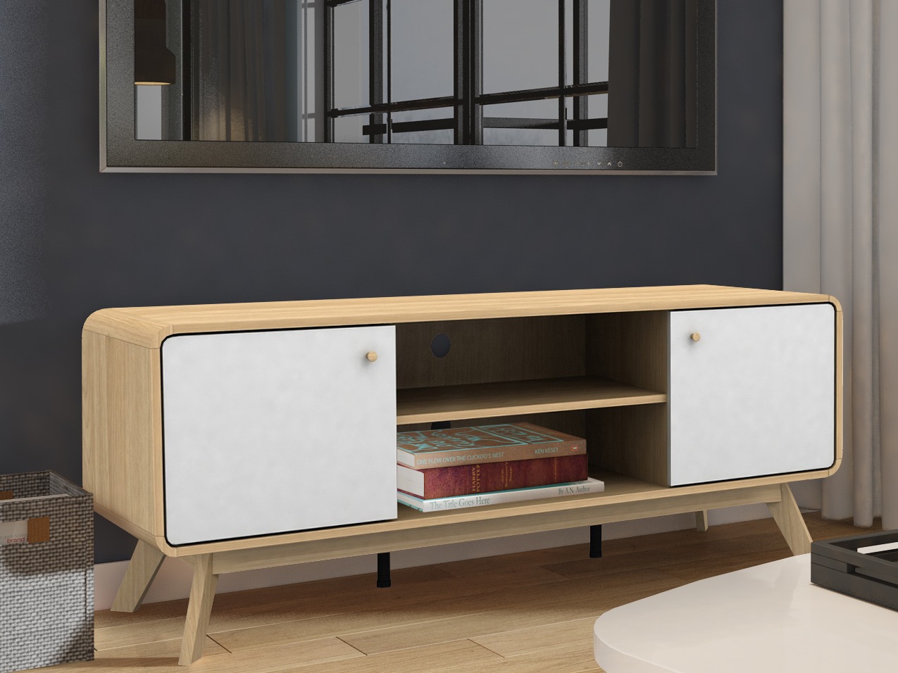TV galds Elbtena 107 (Ozols + Balts)