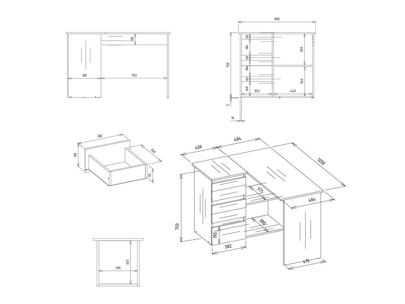 Stūra rakstāmgalds Mandeville 365 (Kreisais)