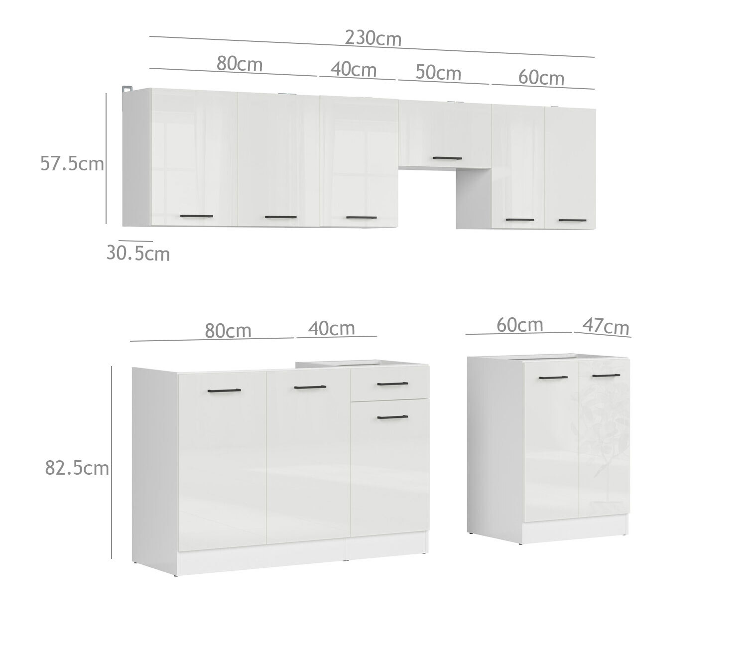 Moduļu virtuves komplekts Line White 118