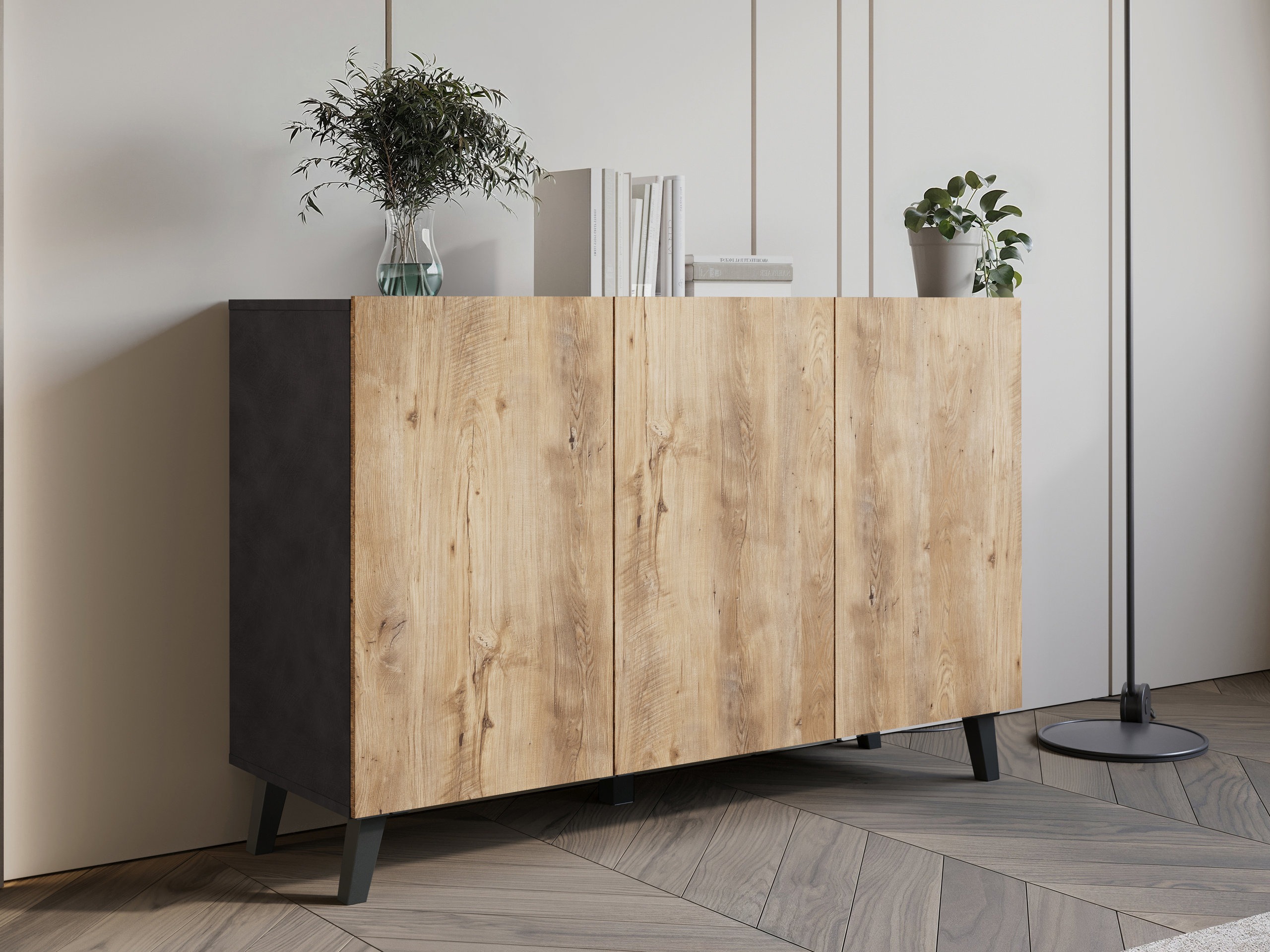 Skapis Levtive 102 (Matera pelēks + Kastanis)