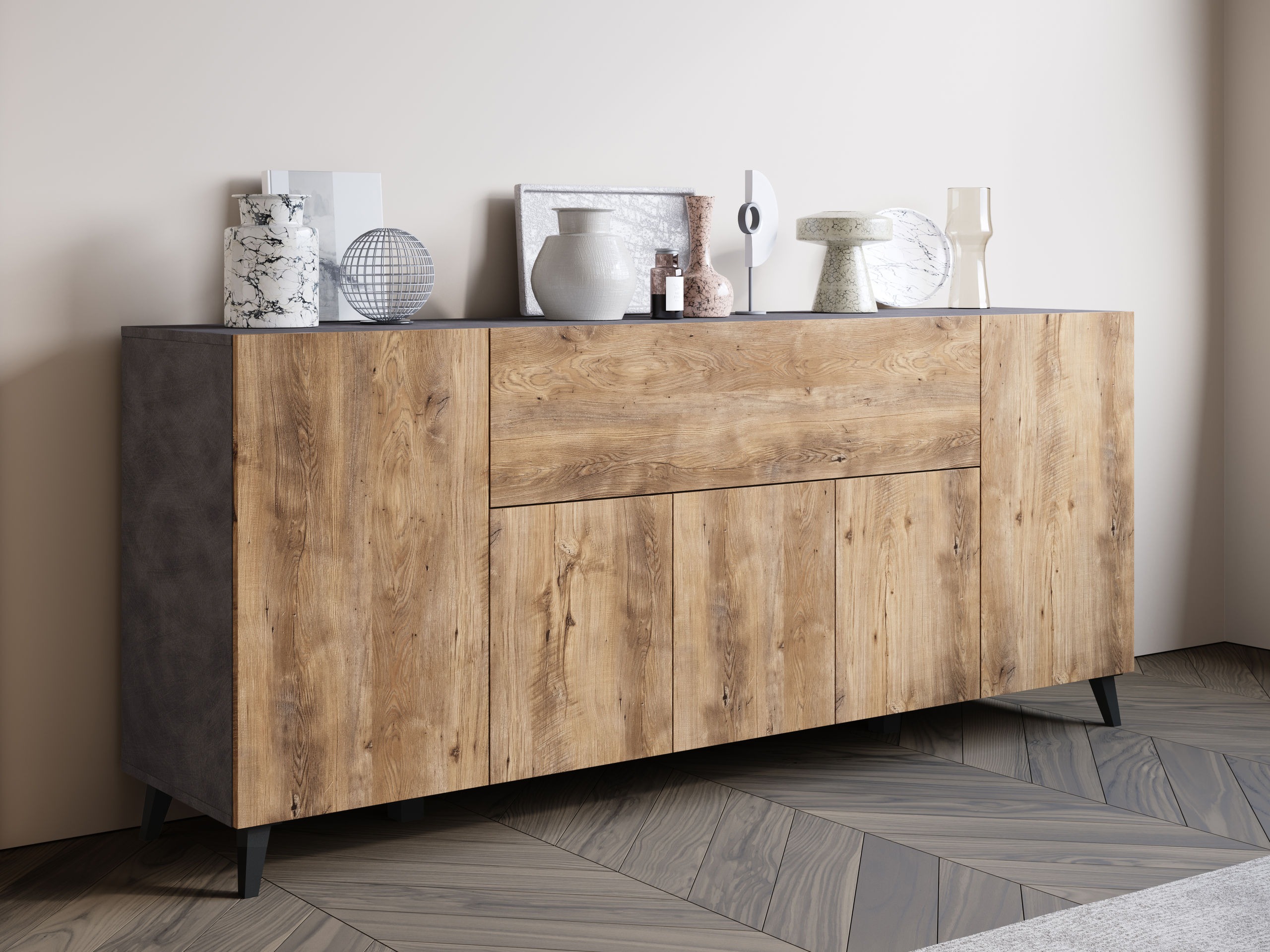 Skapis Levtive 103 (Matera pelēks + Kastanis)
