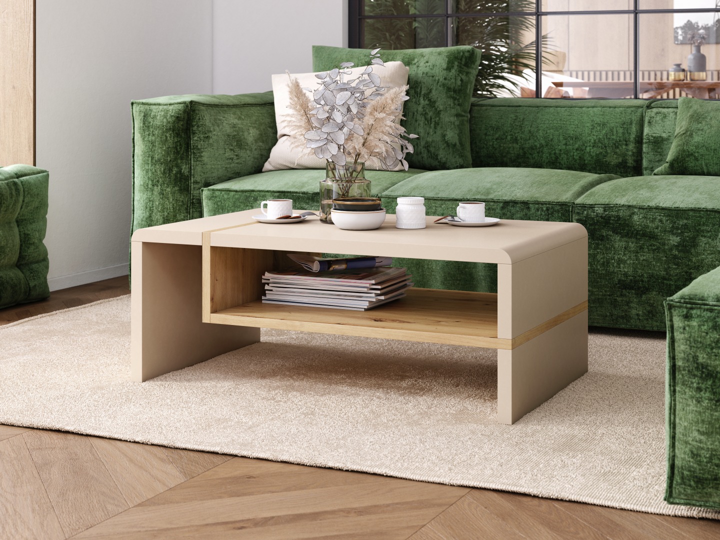 Žurnālu galdiņš Glendale 102 (Bēšs + Artisan ozols)