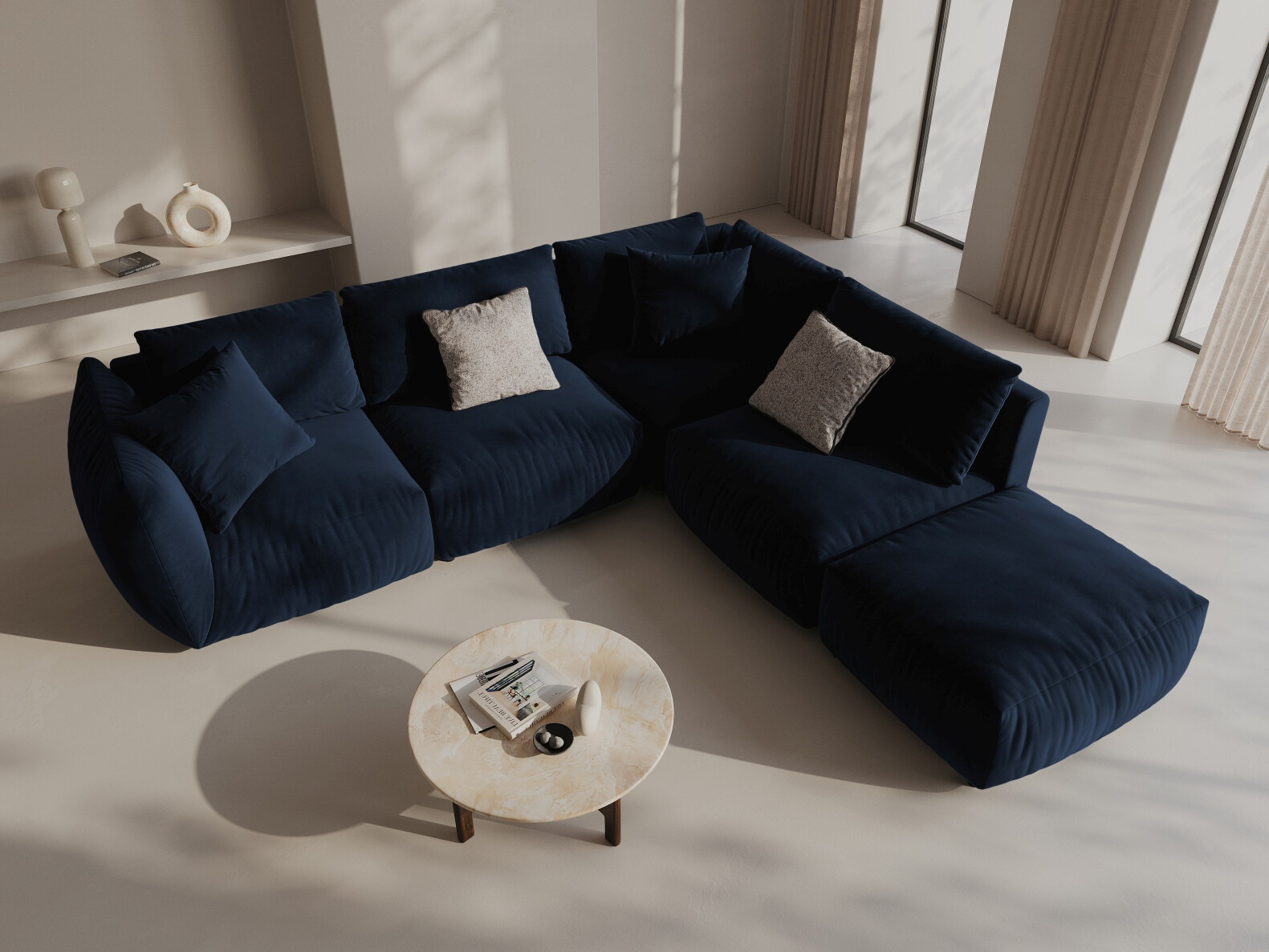 Moduļu stūra dīvāns Ruvmone 108 (Casino Deep Blue)