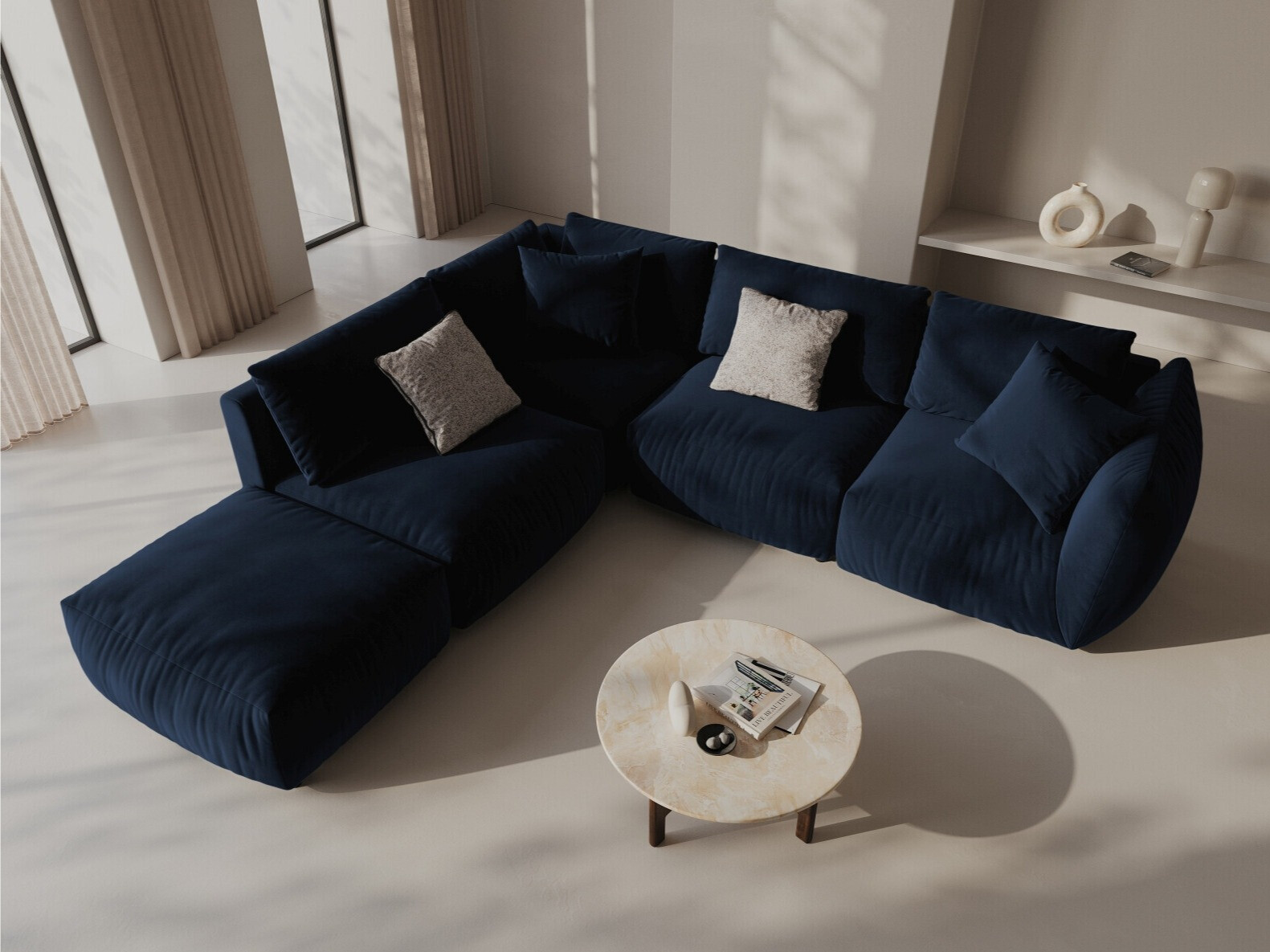 Moduļu stūra dīvāns Ruvmone 108 (Casino Deep Blue)
