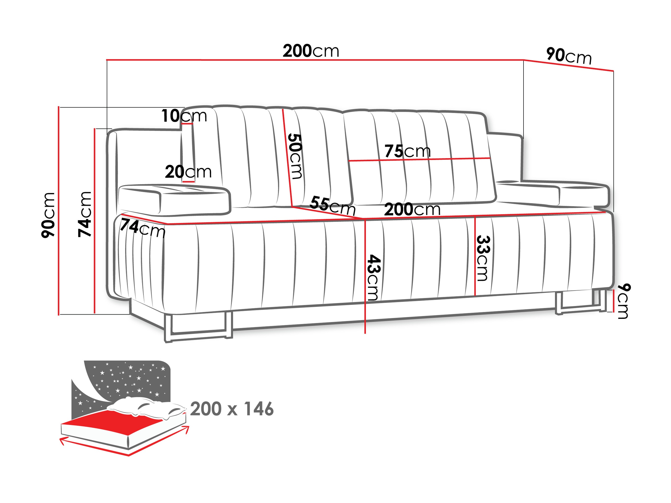 Dīvāns gulta Columbus 152 (Lux 11)