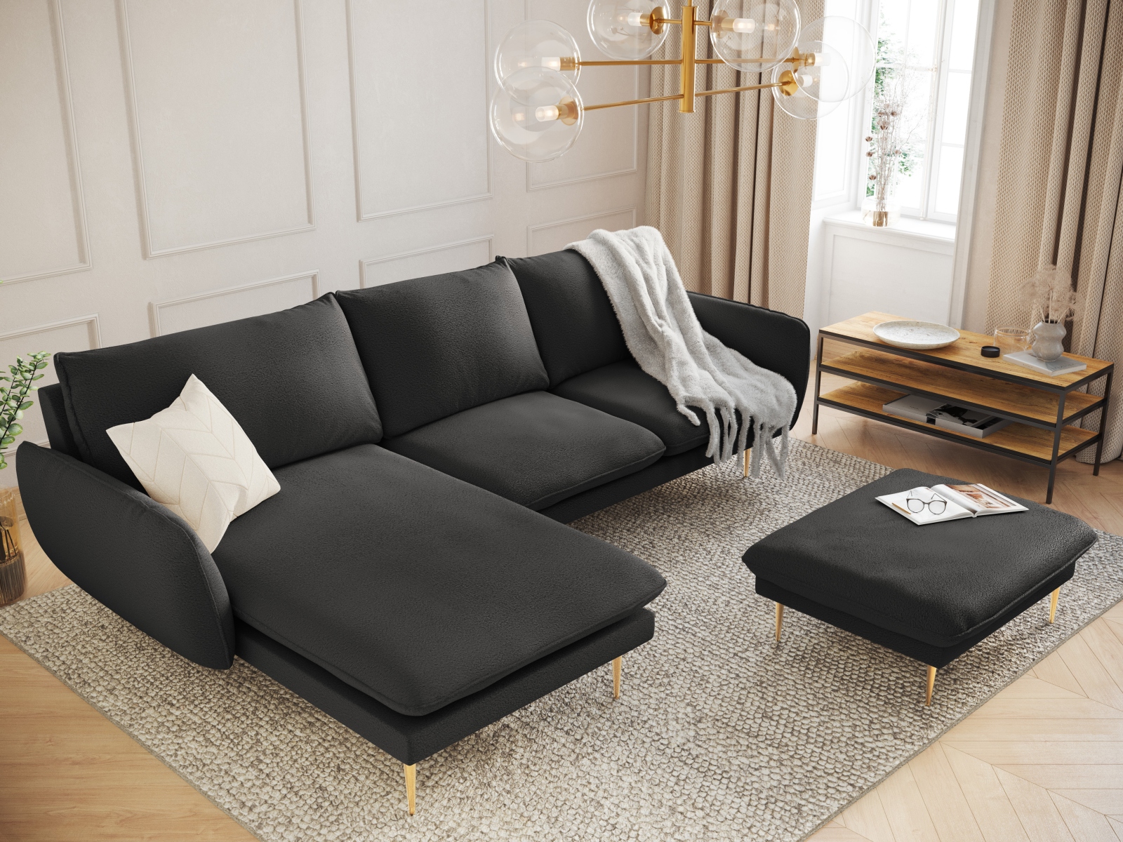 Stūra dīvāns Ferlevi 113 (Ascot Black)