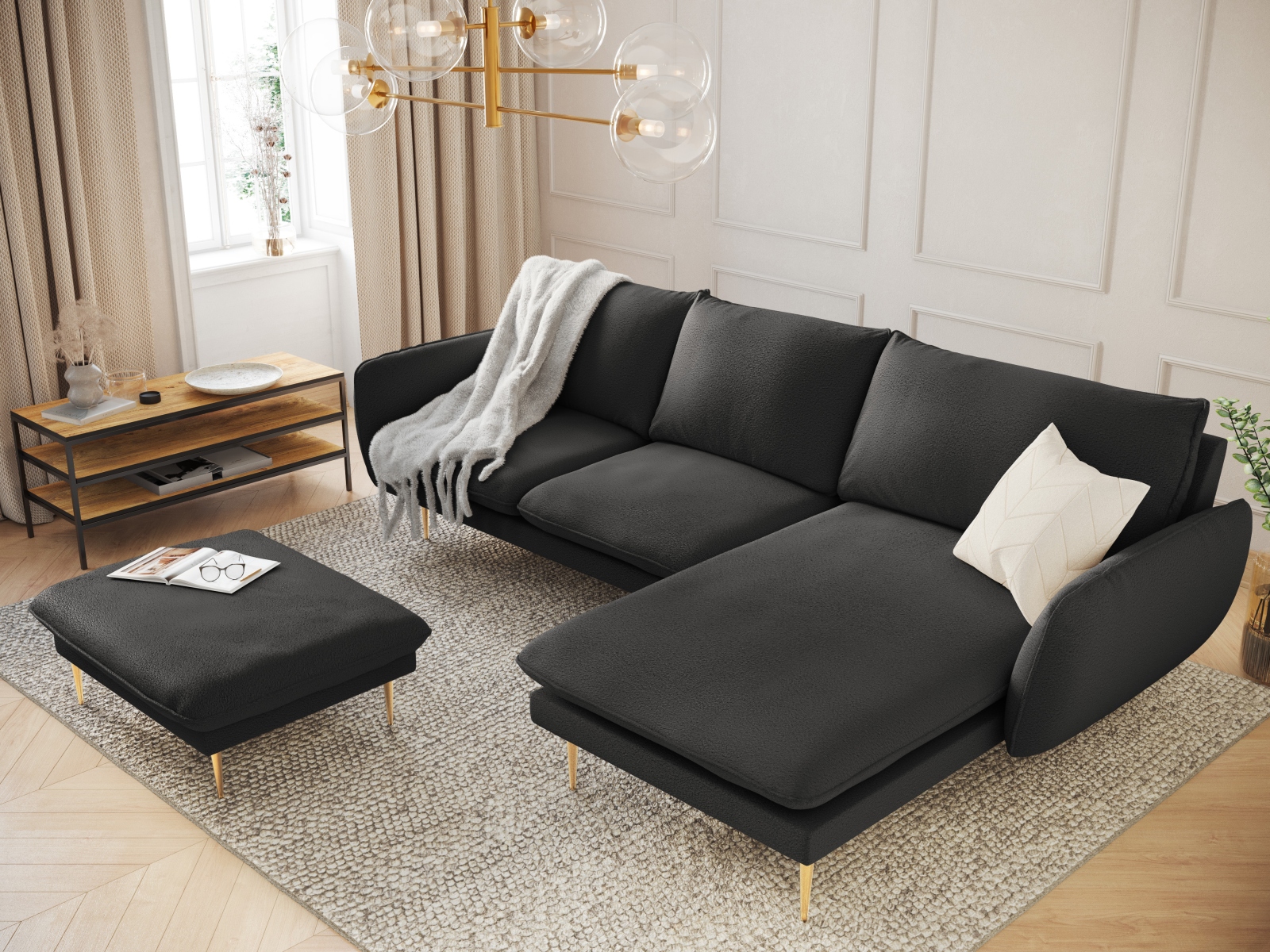 Stūra dīvāns Ferlevi 113 (Ascot Black)