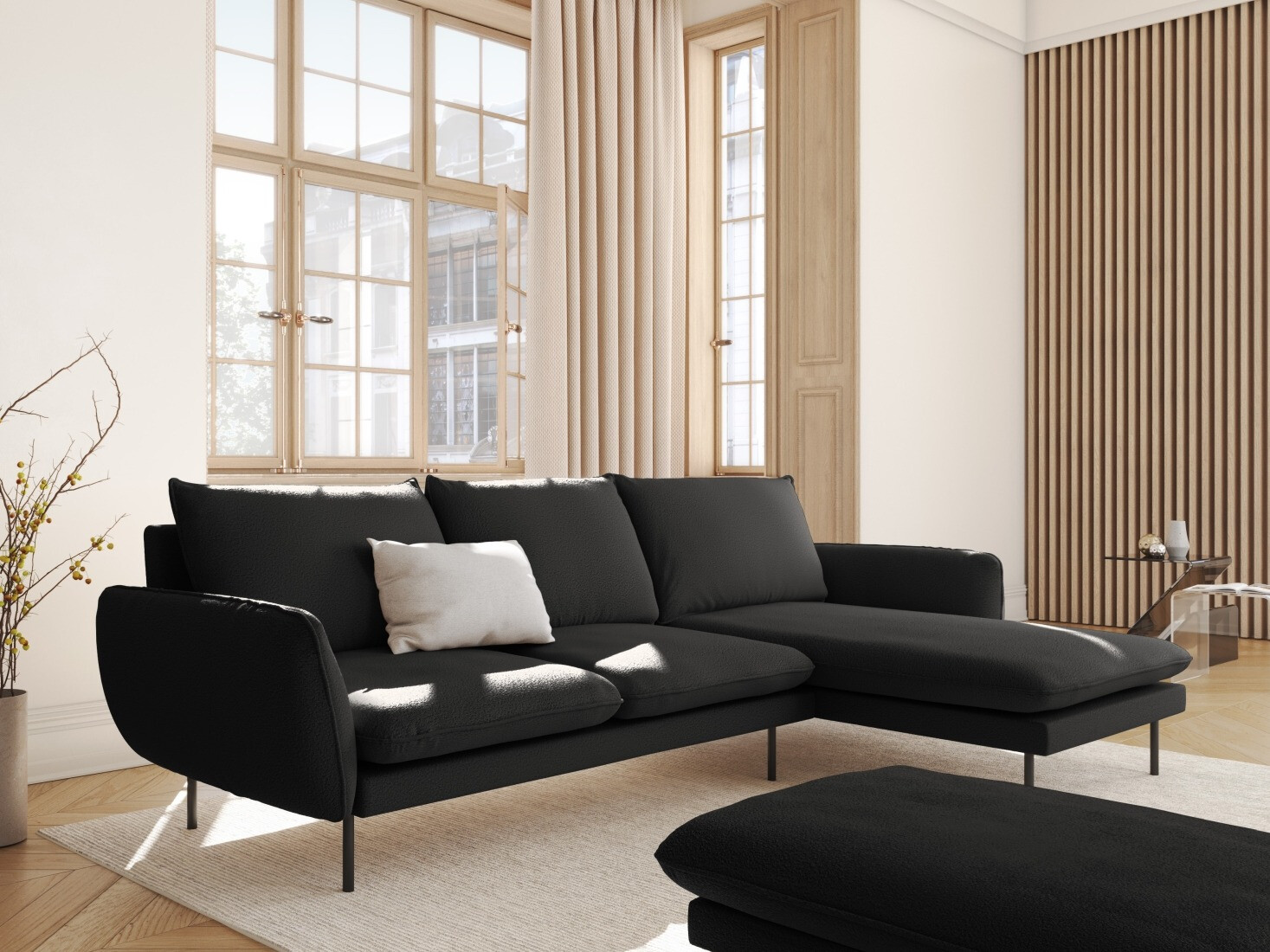 Stūra dīvāns Ferlevi 113 (Ascot Black)