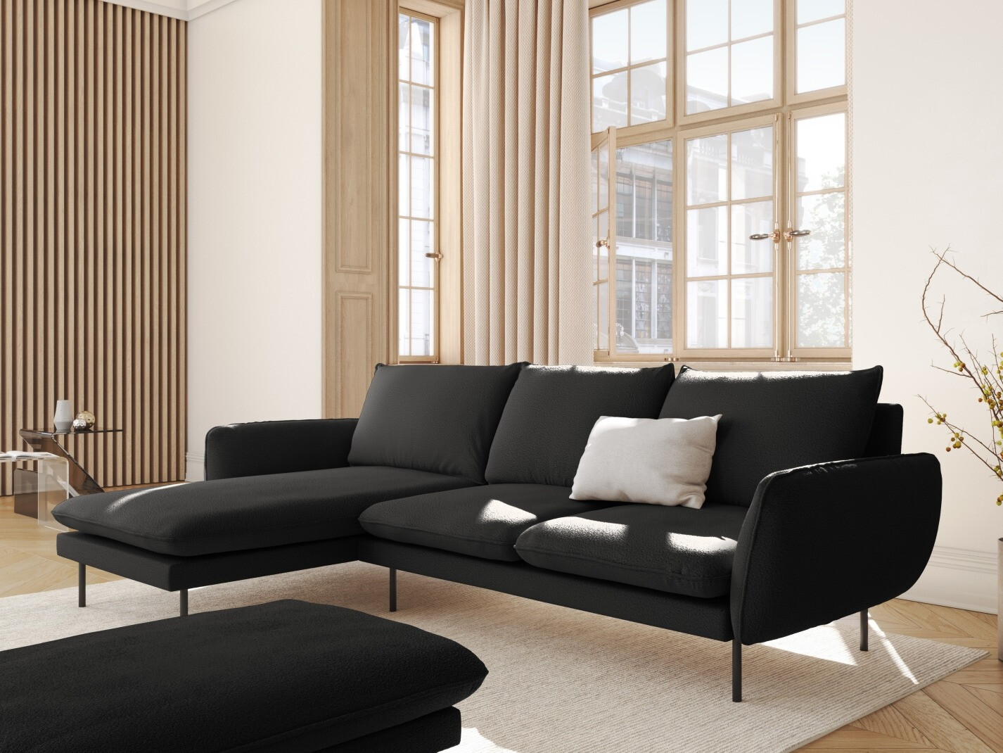 Stūra dīvāns Ferlevi 113 (Ascot Black)