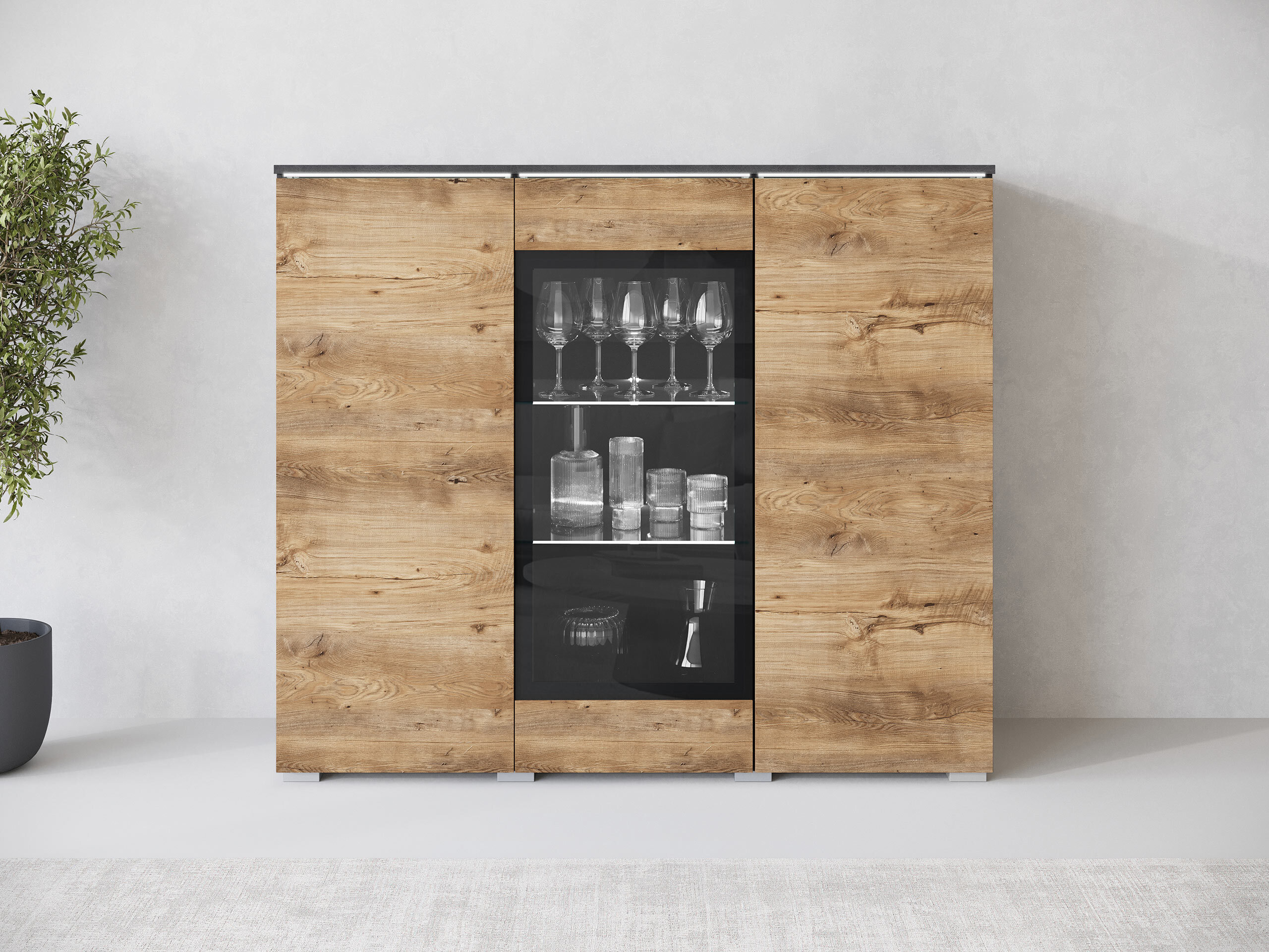 Skapis Mirfivo 103 (Matera pelēks + Kastanis)