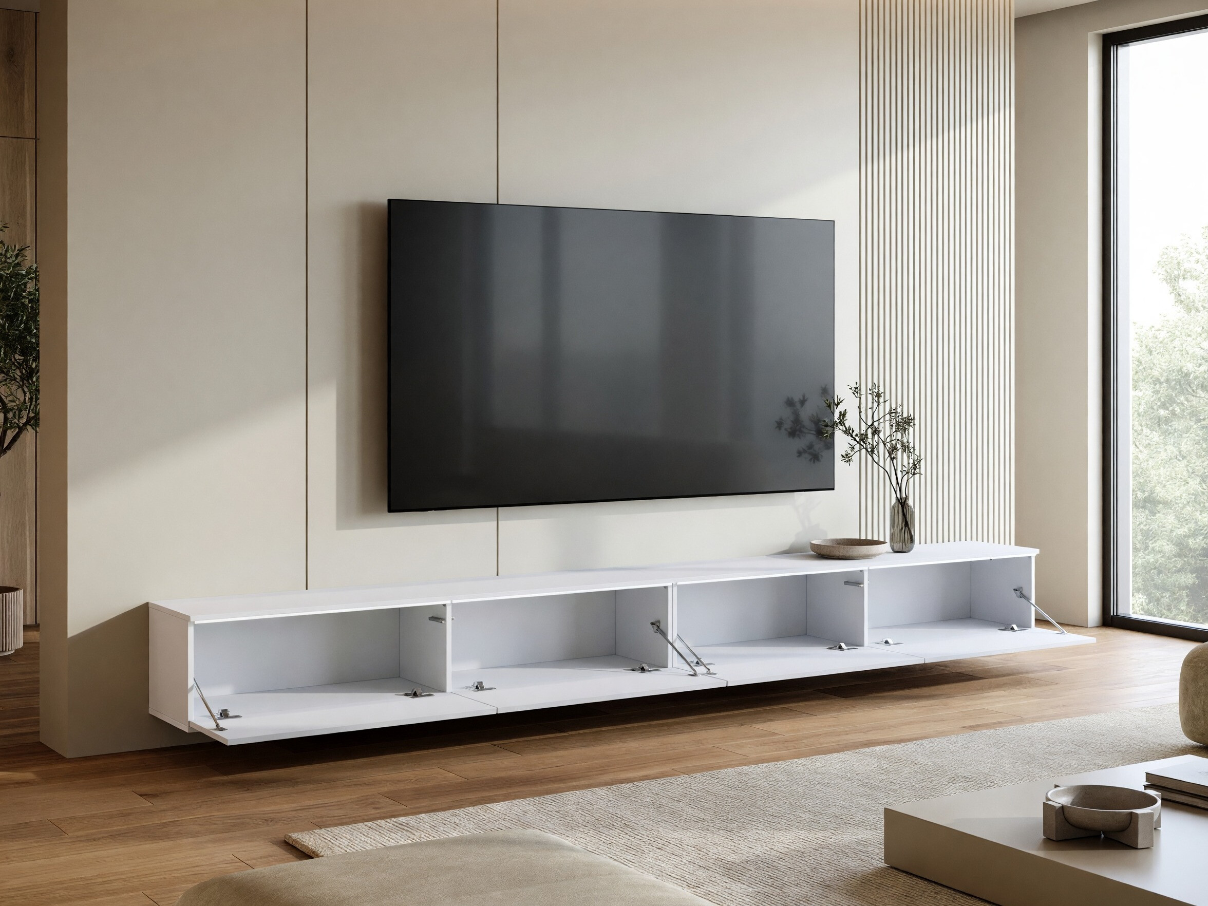 TV galds Sarasota 199 (Balts + Glancēts balts)