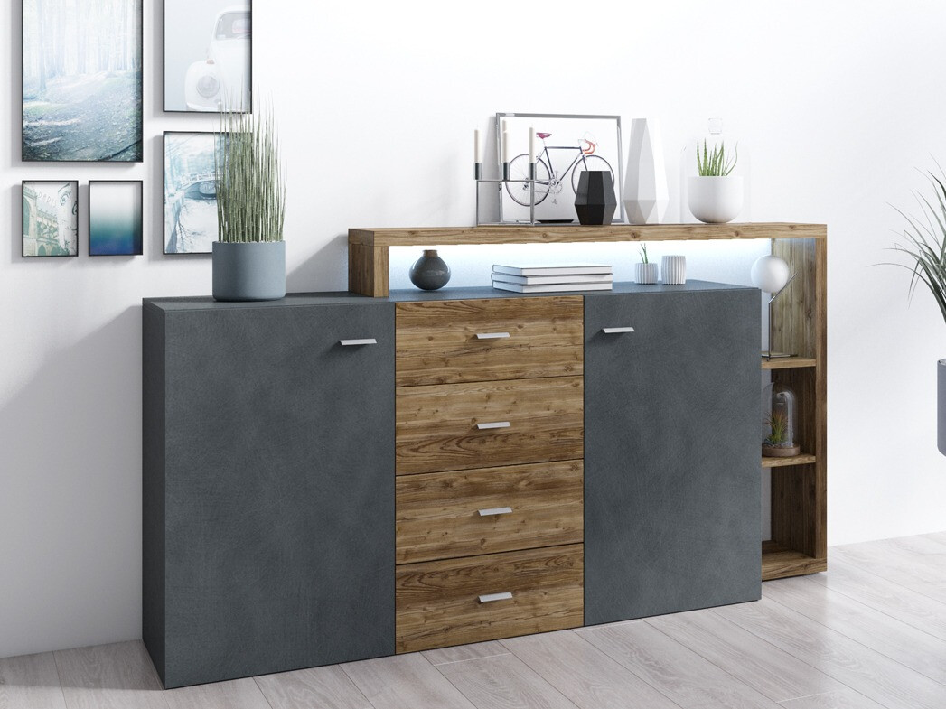 Kumode Lutiva 106 (Matera pelēks + Tumšā egle)