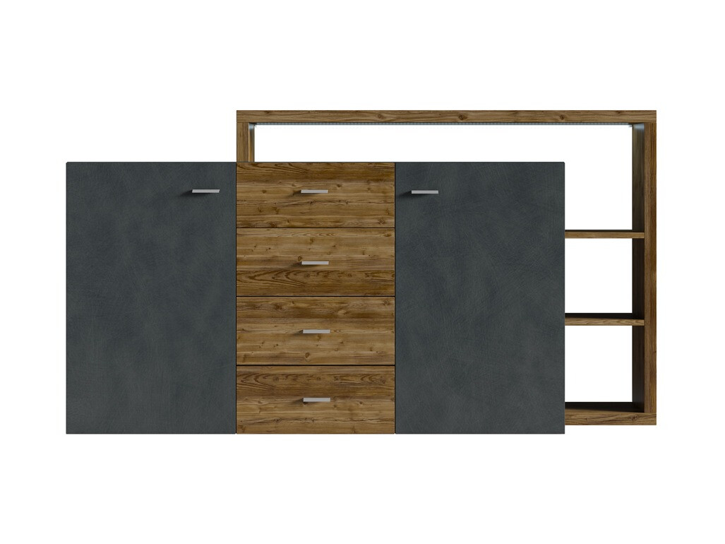 Kumode Lutiva 106 (Matera pelēks + Tumšā egle)