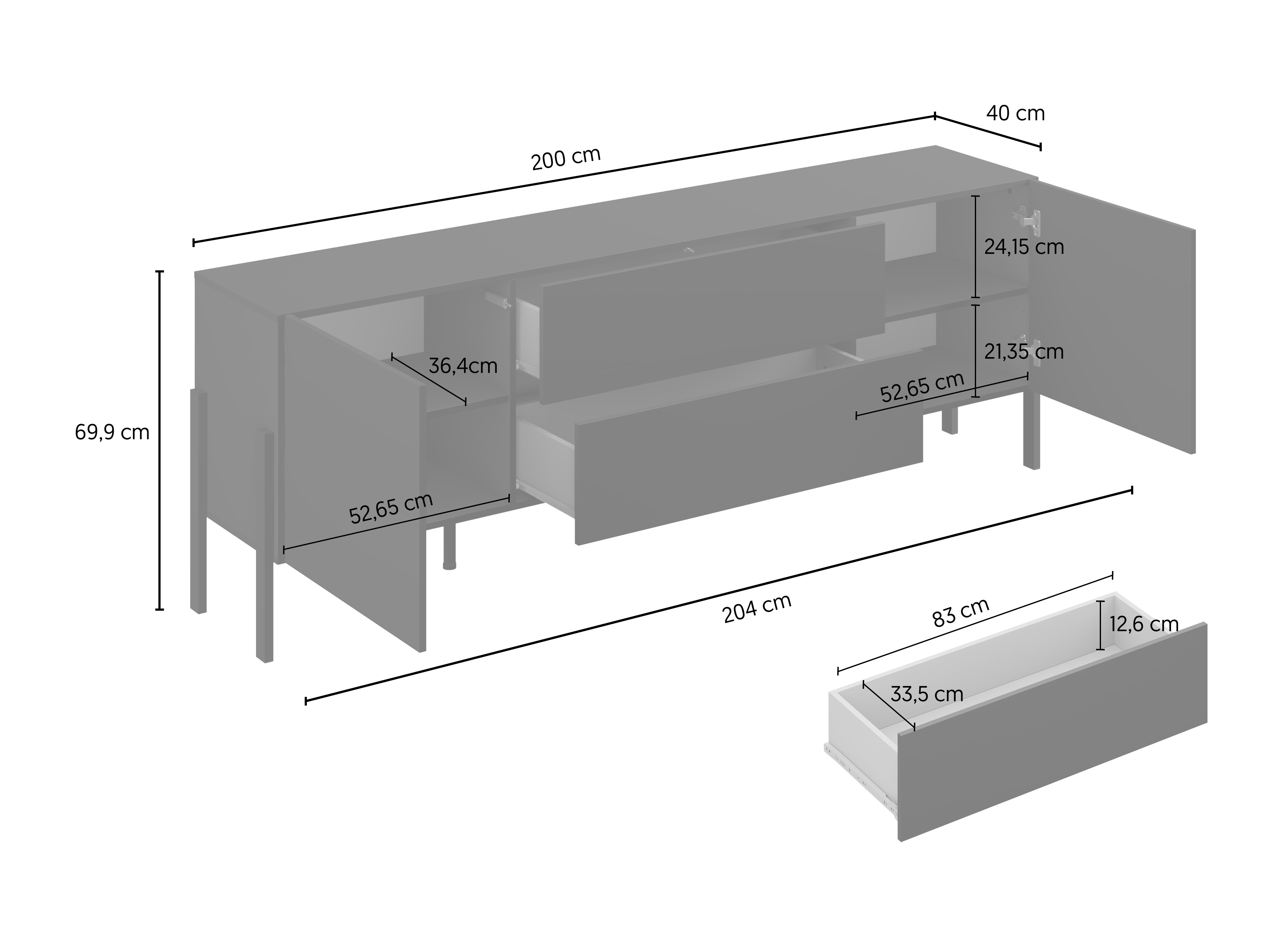 TV galds Etsore 102 (Balts)