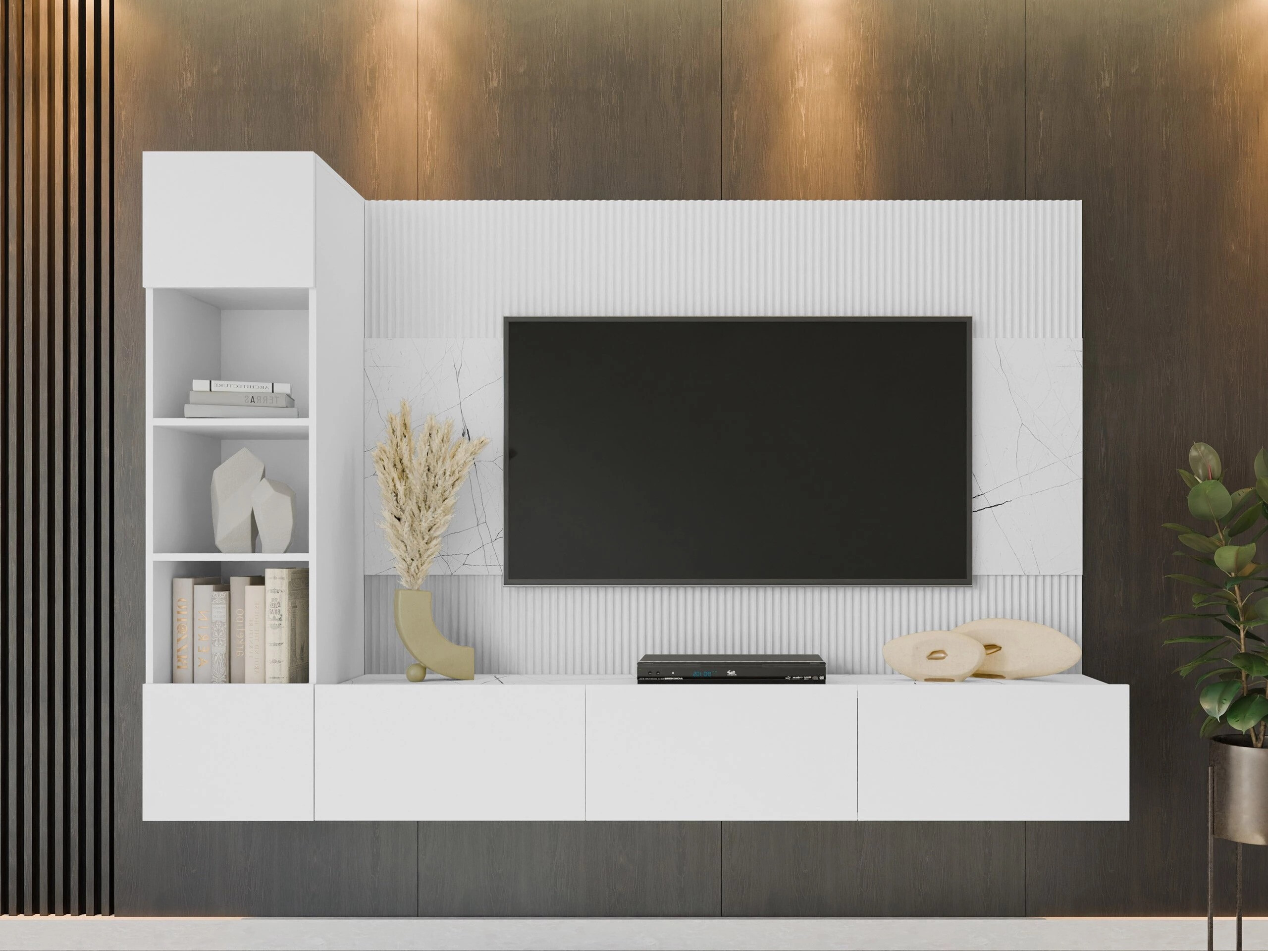 Viesistabas komplekts Comfivo Salix II (Balts + Balts marmors)