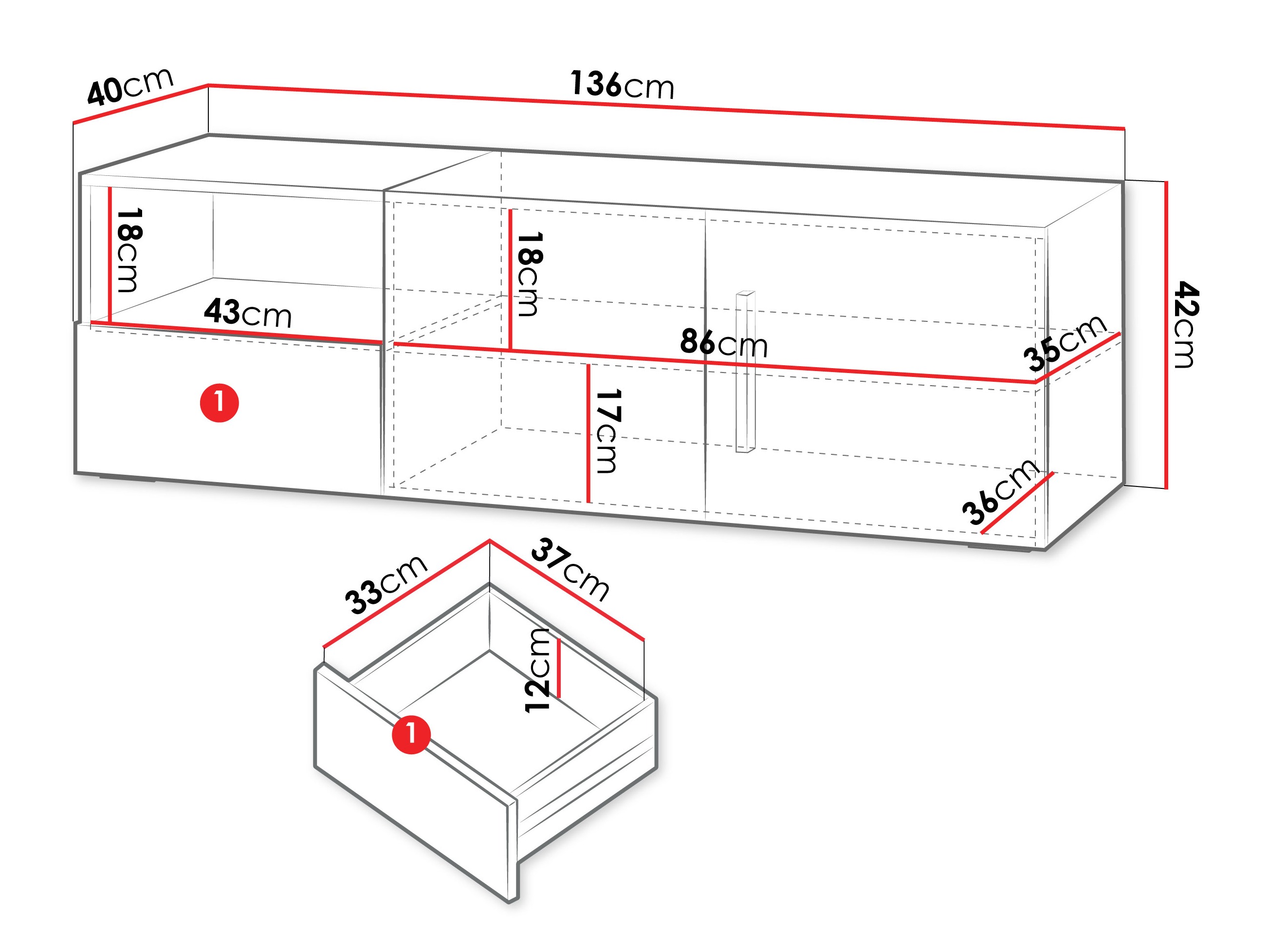 TV galds Etruva 108 (Kašmirs + Tumši rozā)
