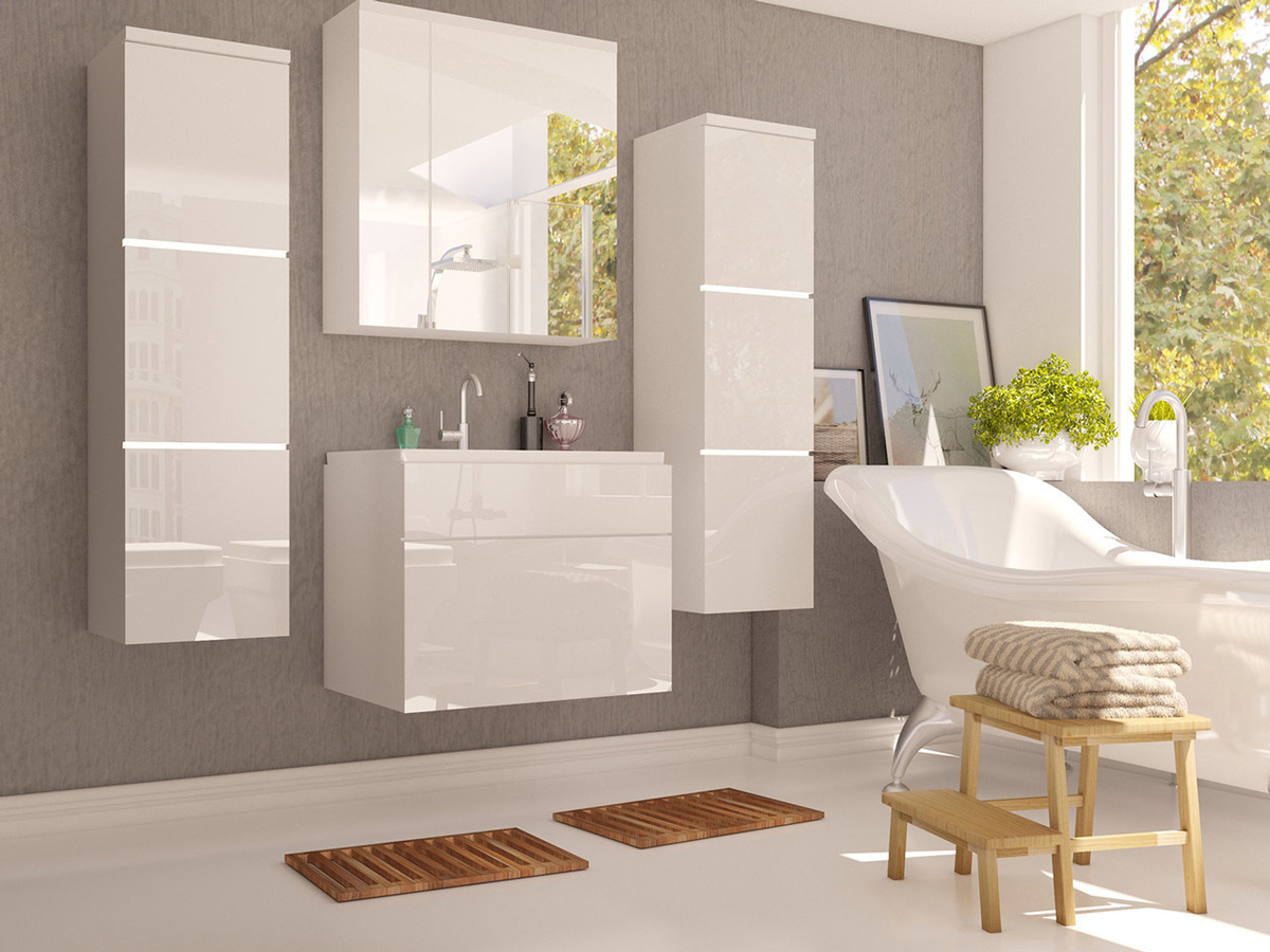 Vannas komplekts Tucson 105 (Balts + Glancēts balts)