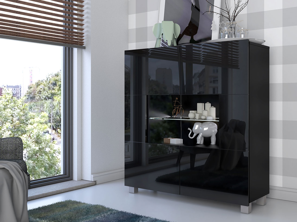 Шкафчик Tivdalu 100 (Чёрный + Глянцевый черный)