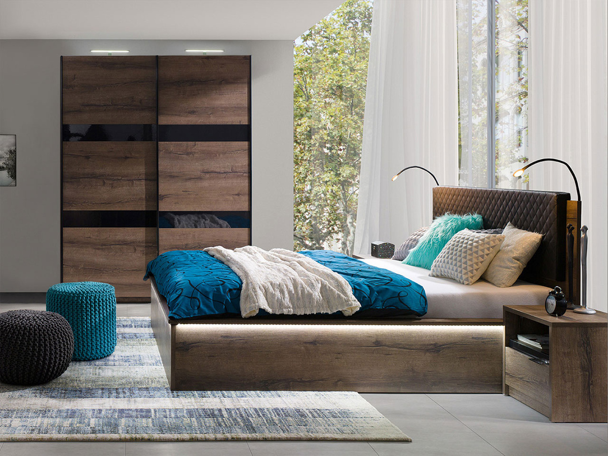 Guļamistabas komplekts Fivelbo 119 (Monastery ozols + Glancēts melns)