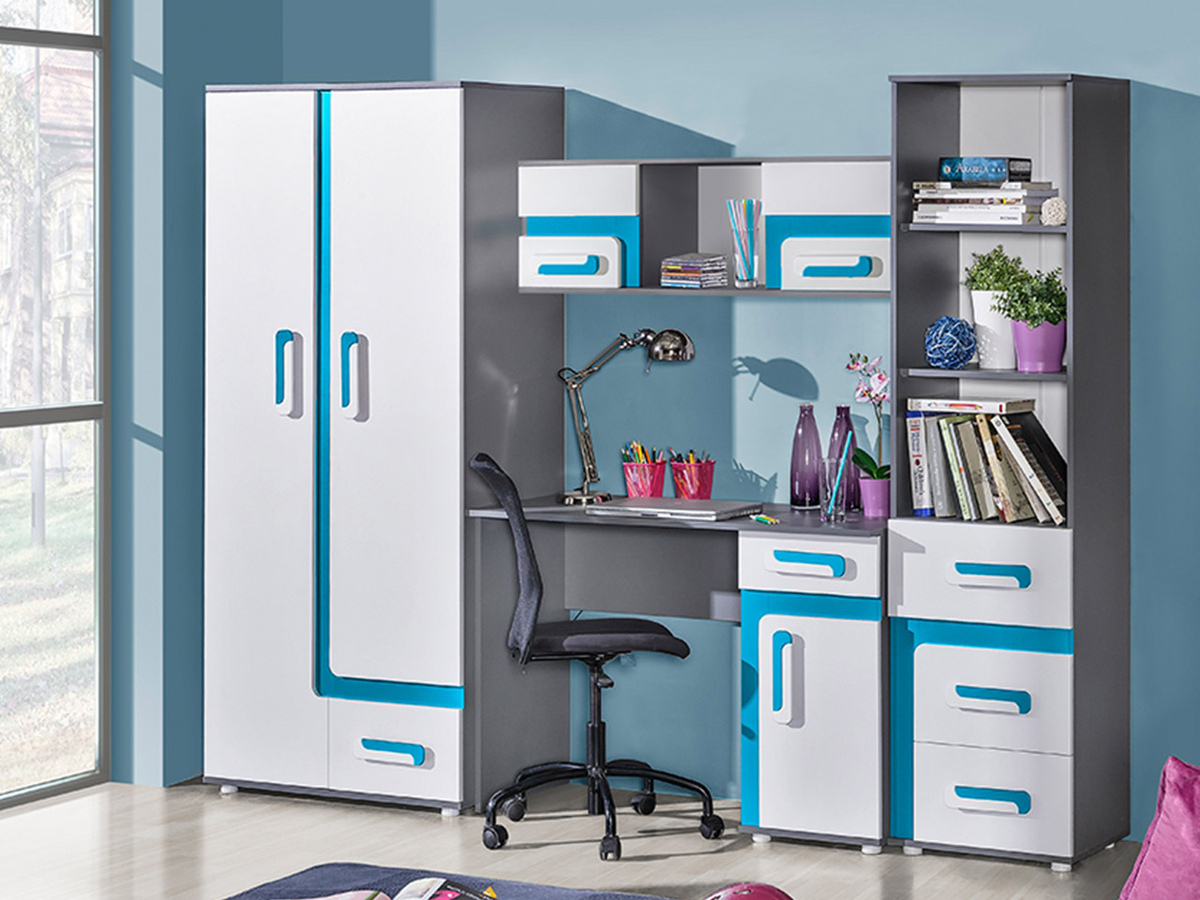 Набор для детской комнаты Levtala 120 (Антрацит + Белый + Бирюзовый)