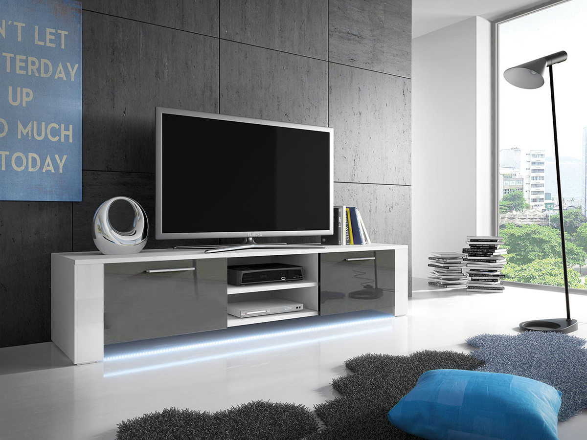 TV galds Uva II (Balts + Glancēts pelēks)