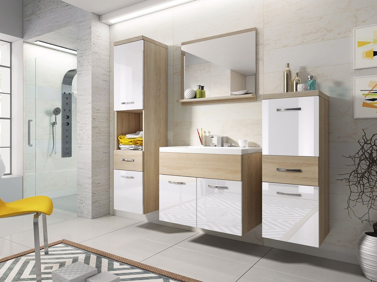 Vannas komplekts Sarasota 109 (Sonomas ozols + Glancēts balts)