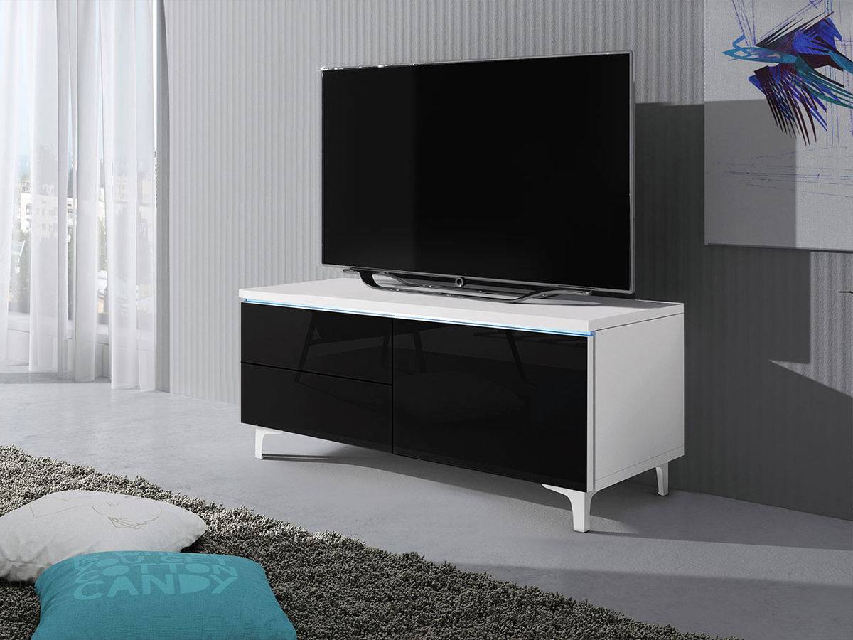 TV galds Uva IV (Balts + Glancēts melns)