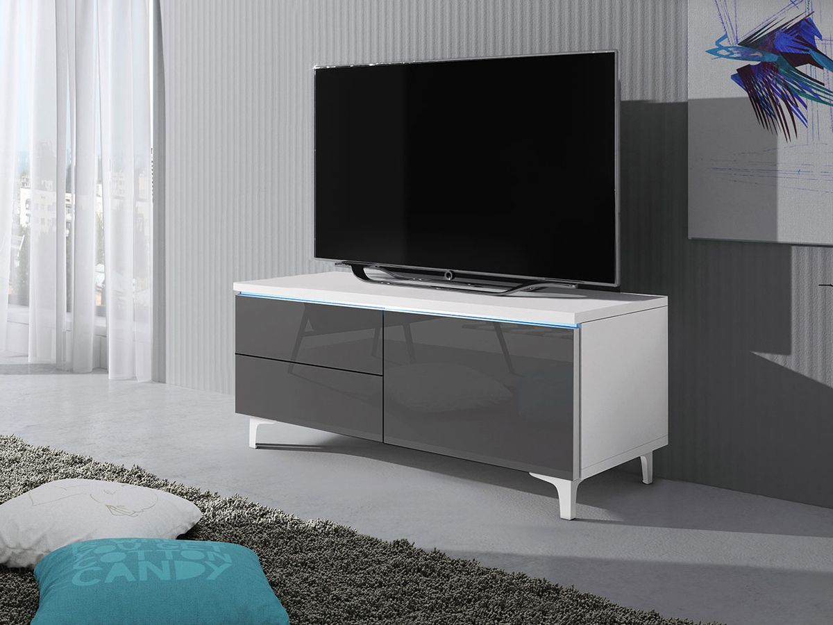 TV galds Uva IV (Balts + Glancēts pelēks)